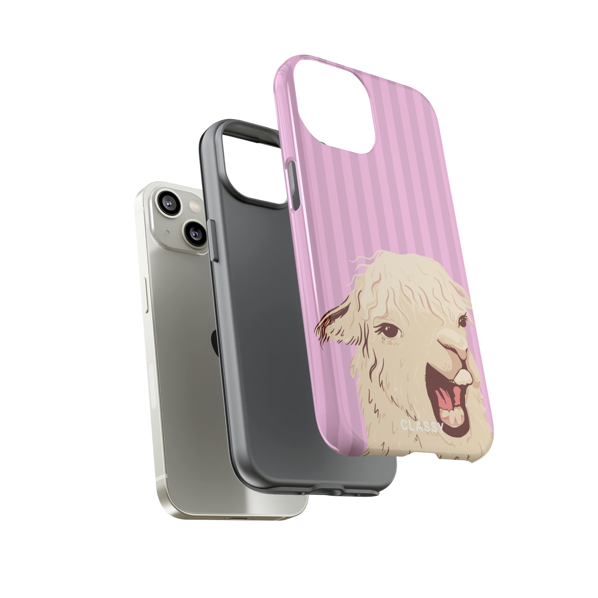 Pink Striped Llama Tough Case - Classy Cases