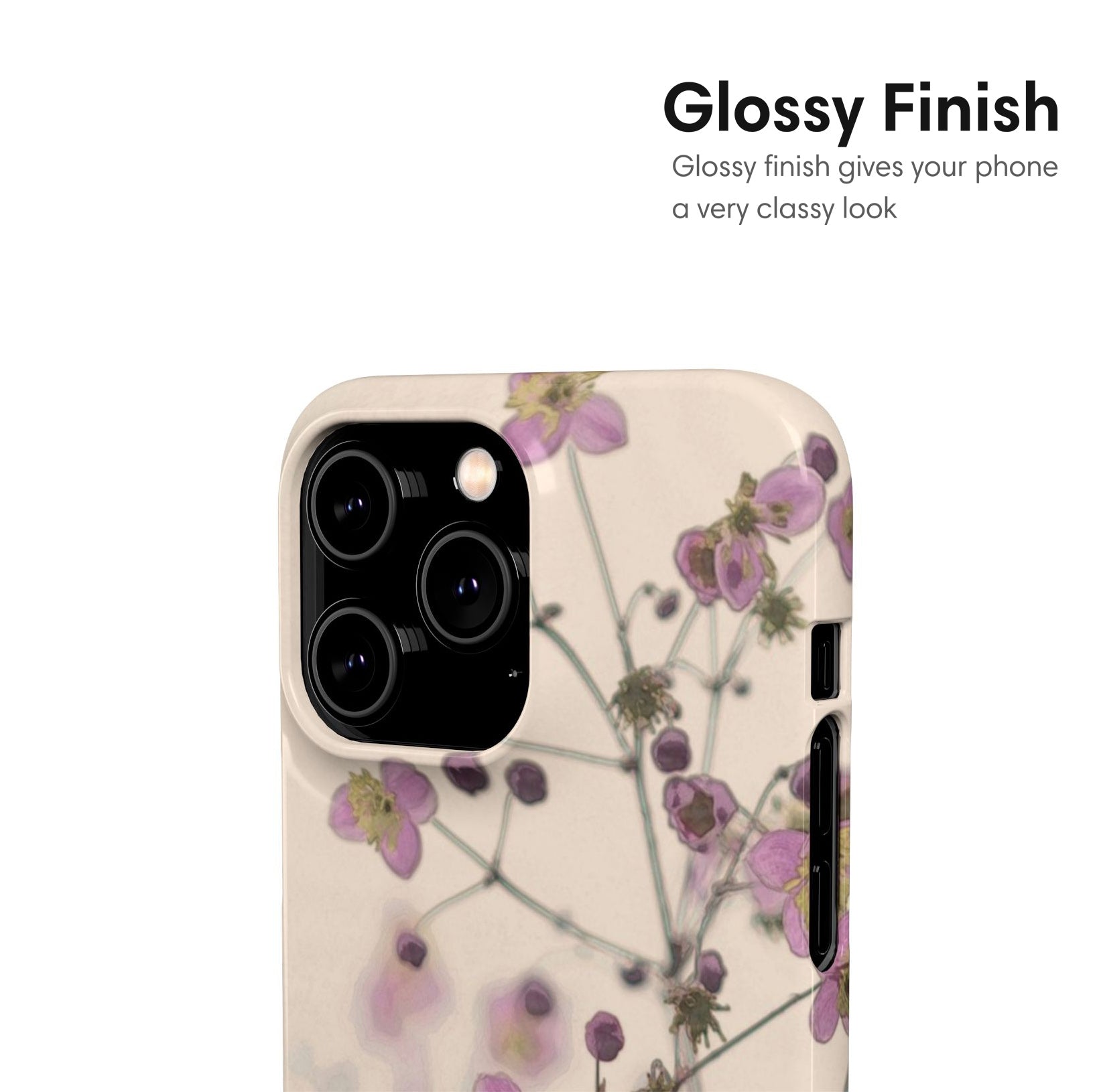 Beige Flowers Snap Case glossy