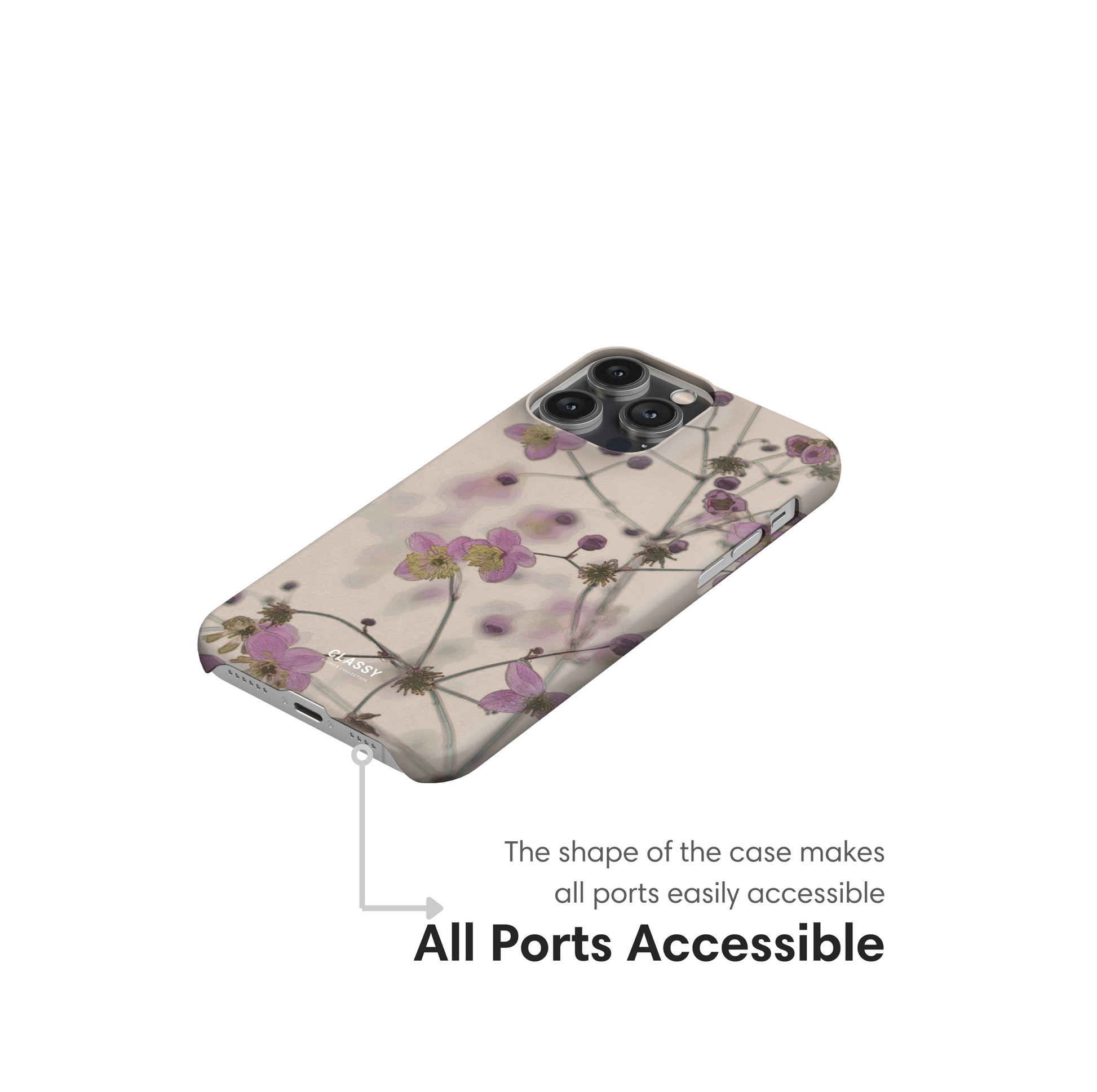 Beige Flowers Snap Case ports