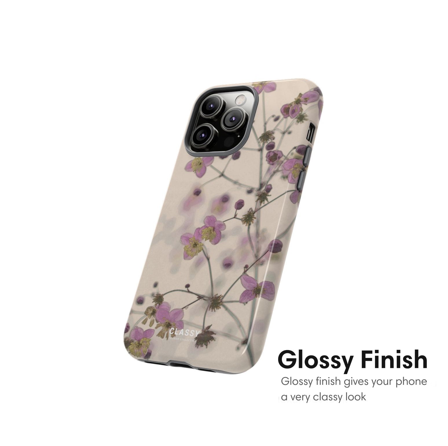 Beige Flowers Tough Case glossy