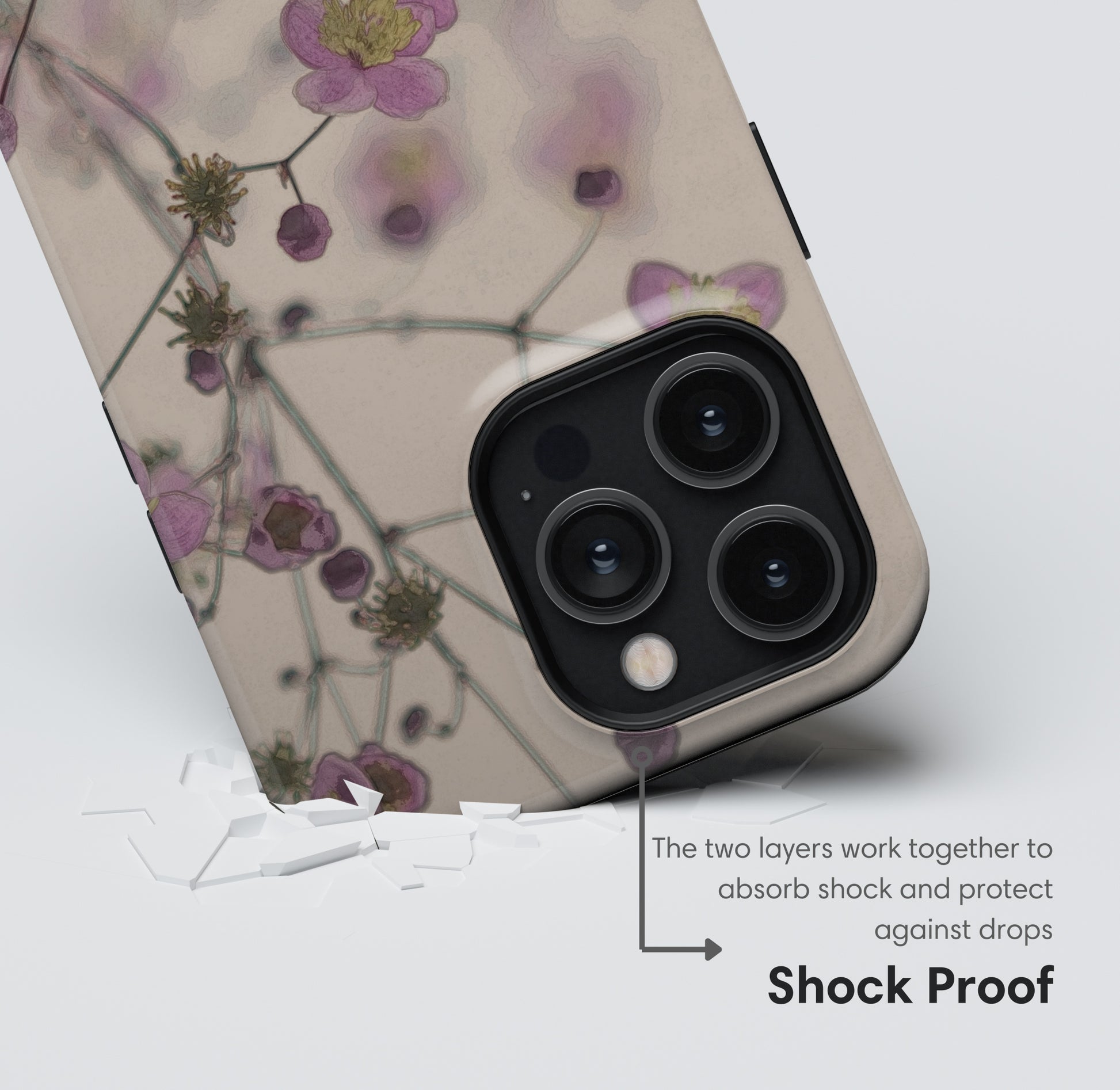 Beige Flowers Tough Case shockproof
