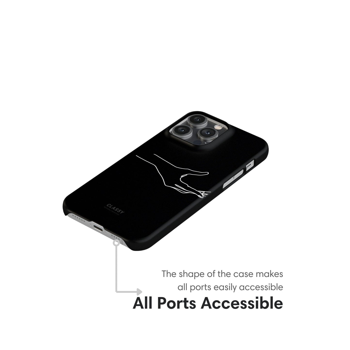 Black Couple Hand Snap Case ports