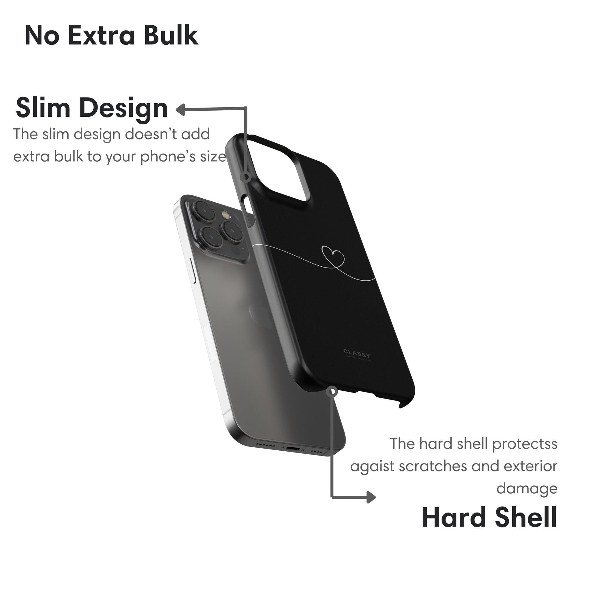 Black Couple Snap Case | Line Heart layers