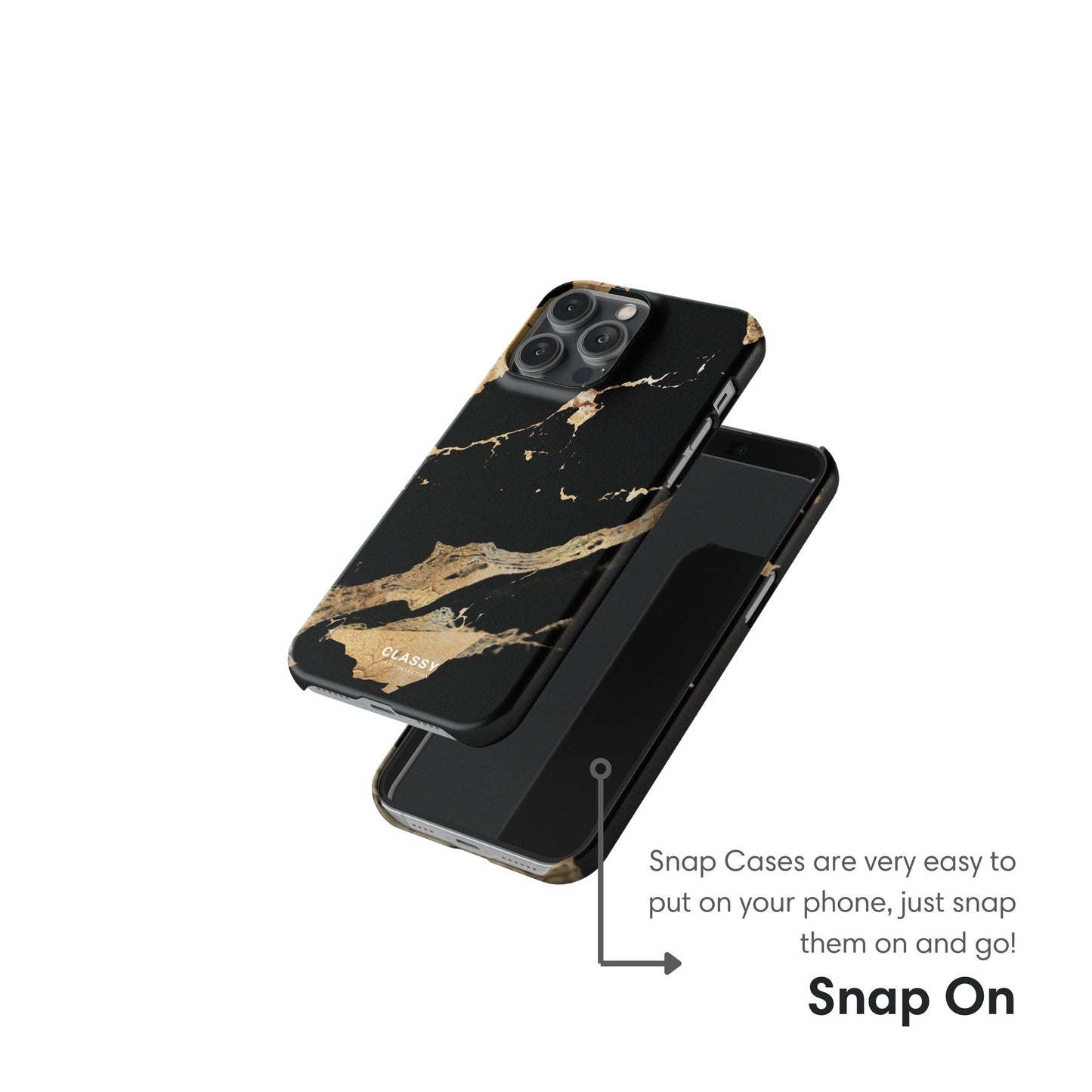 Black and Gold Marble Snap Case snap on