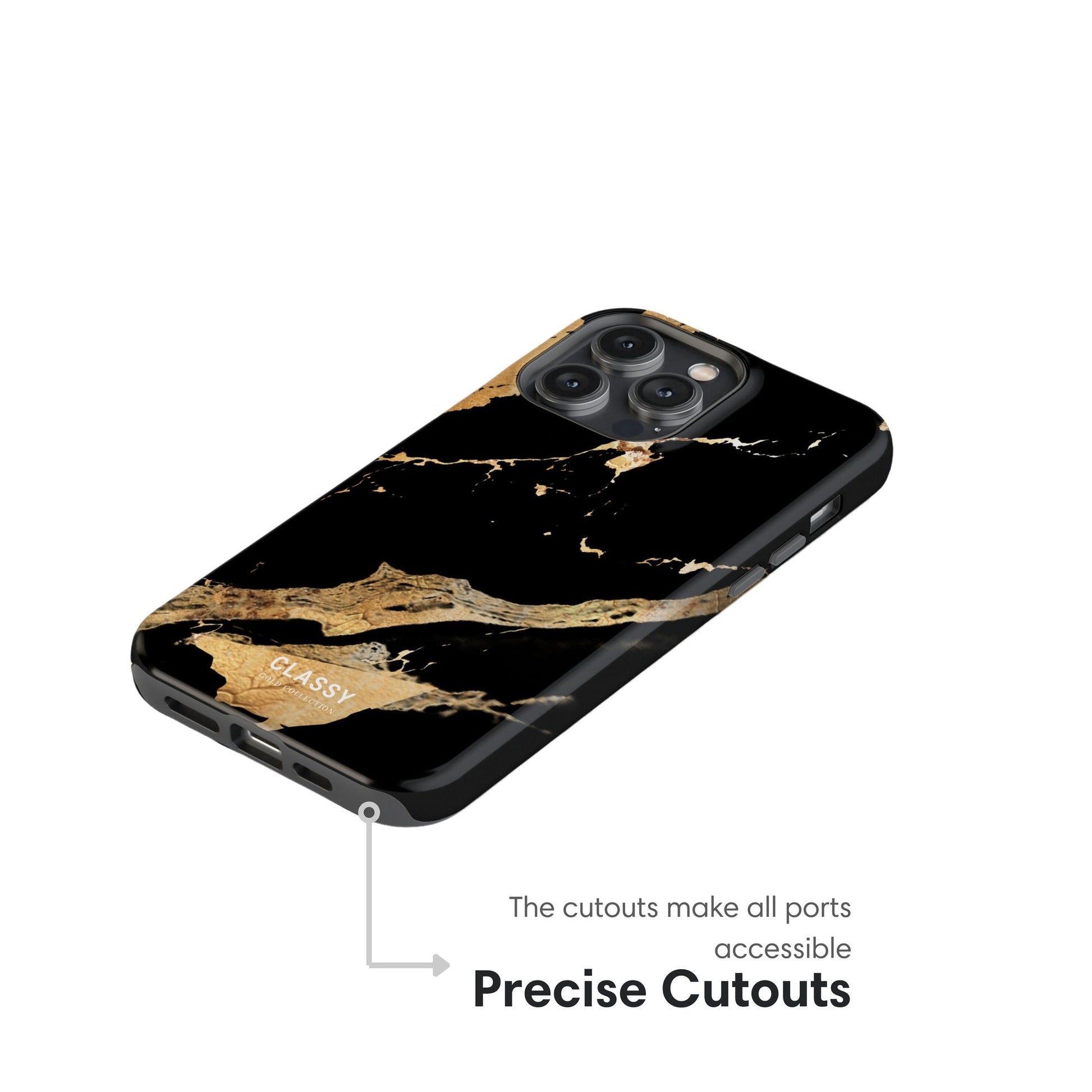 Black and Gold Marble Tough Case cutouts