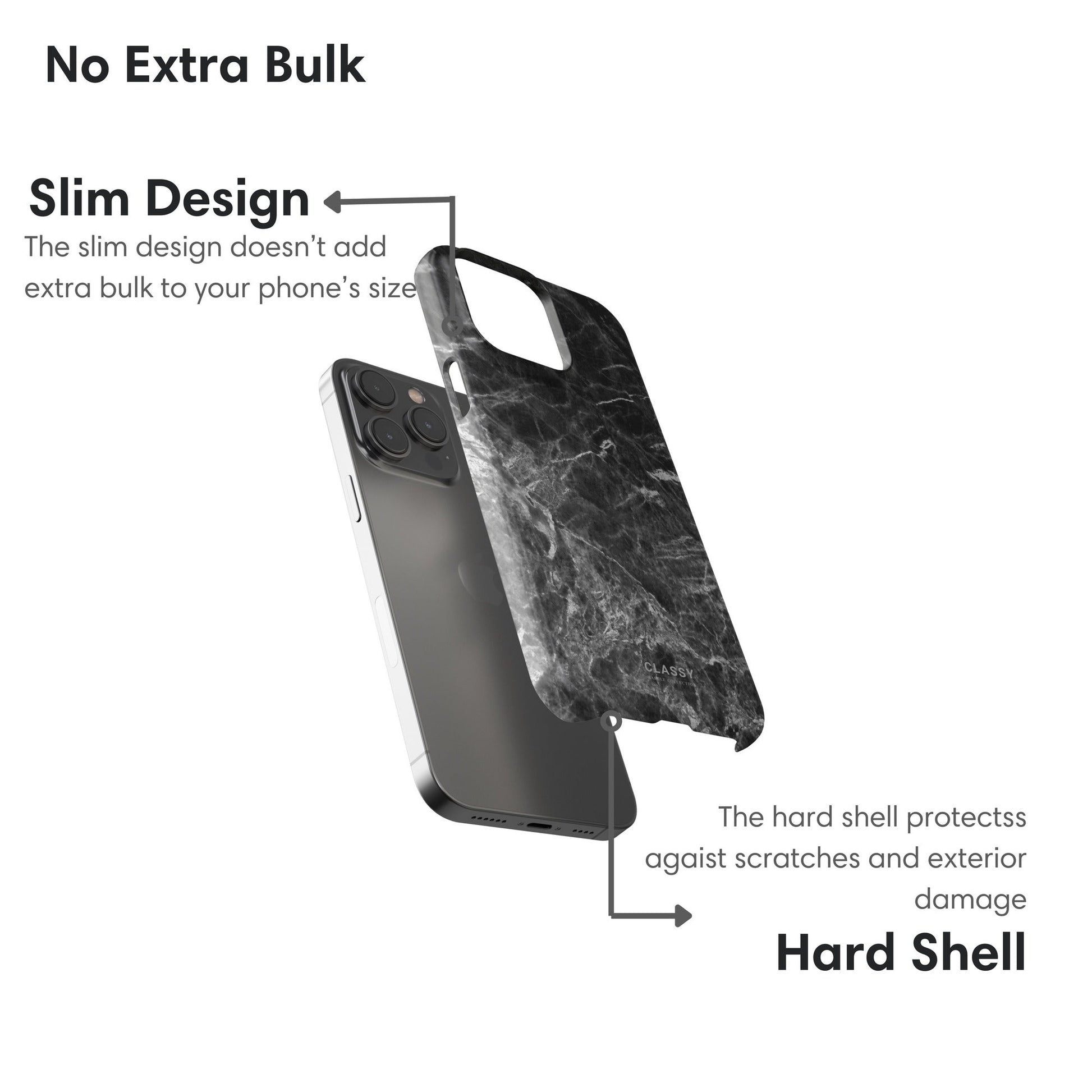 Black Marble Snap Case layers