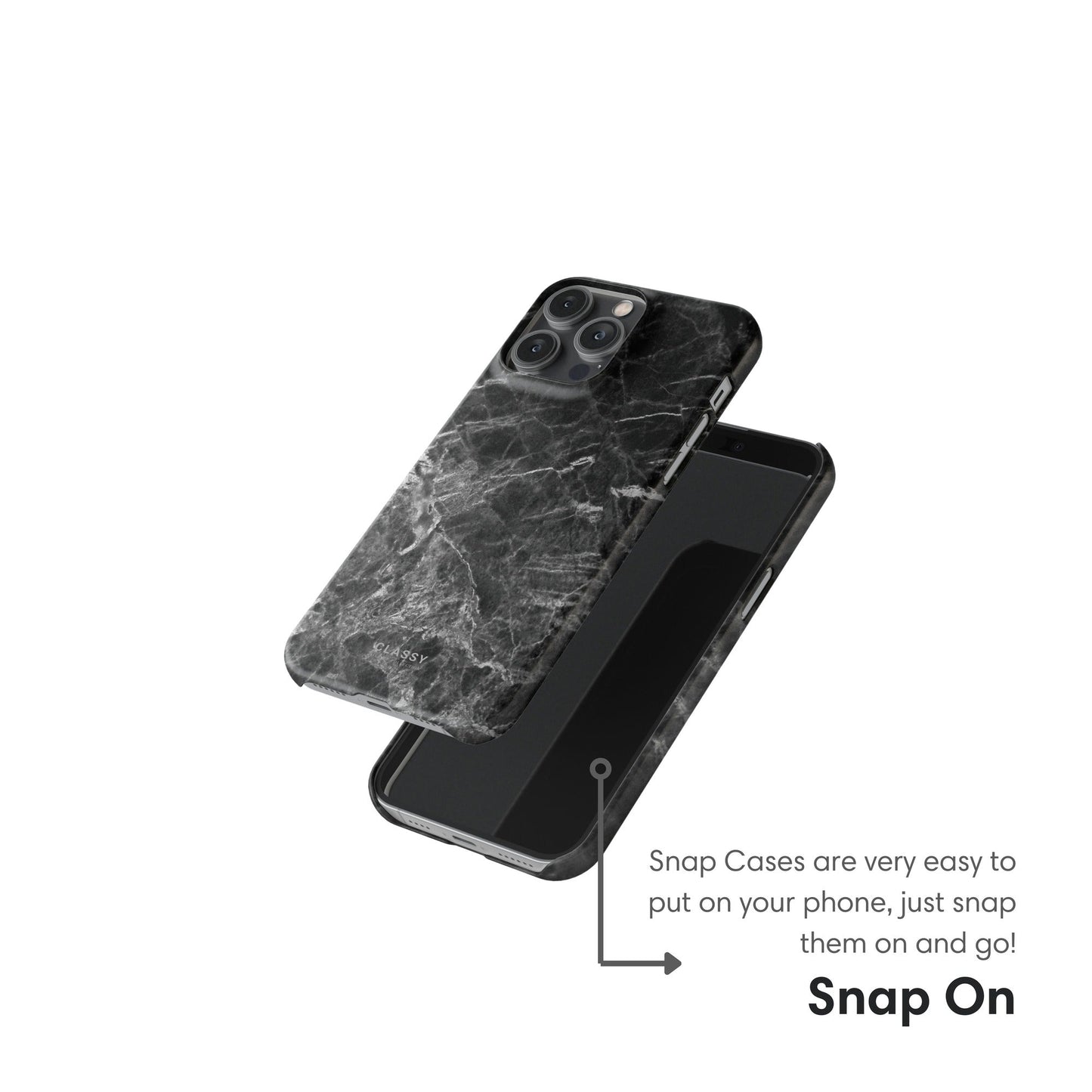Black Marble Snap Case snap on