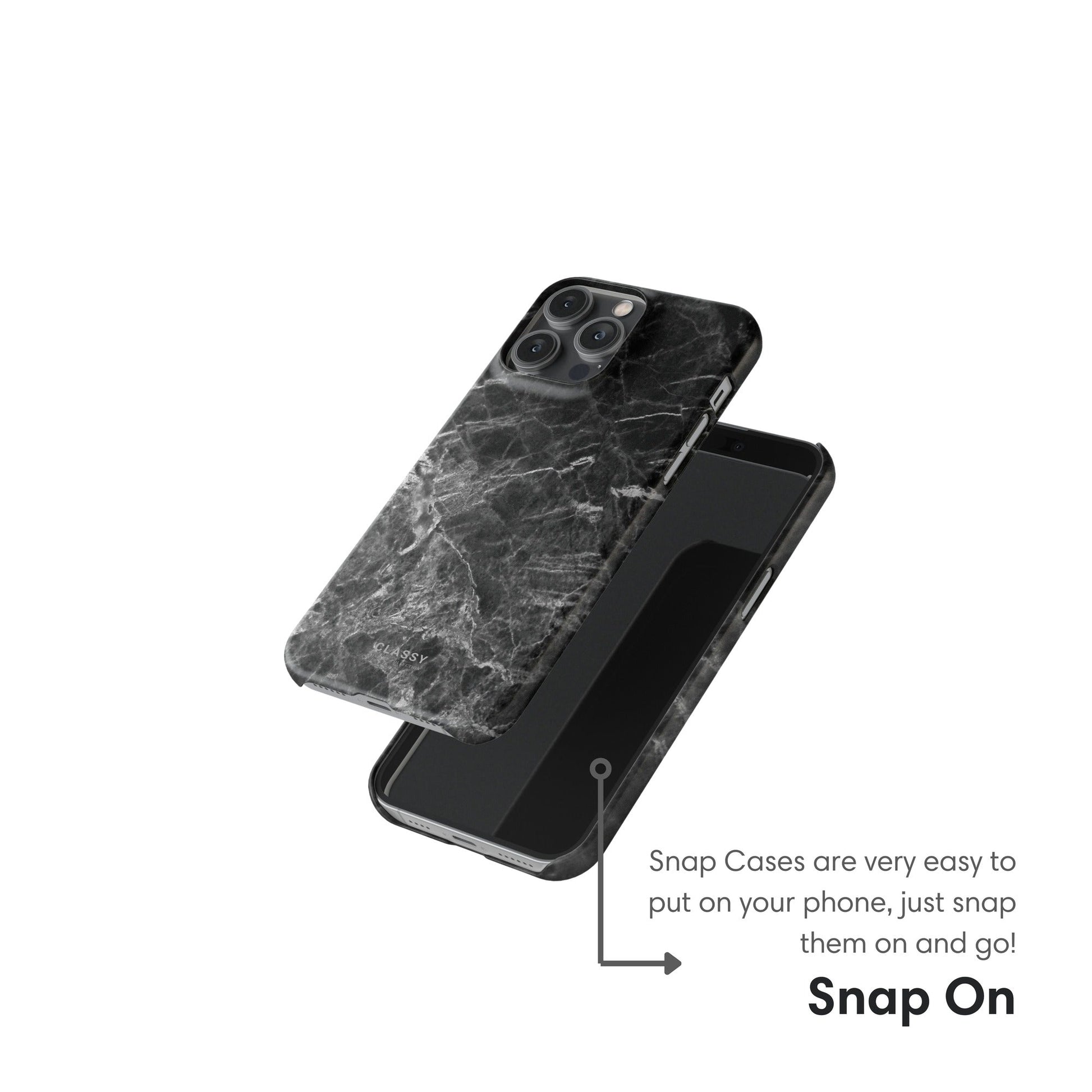 Black Marble Snap Case snap on