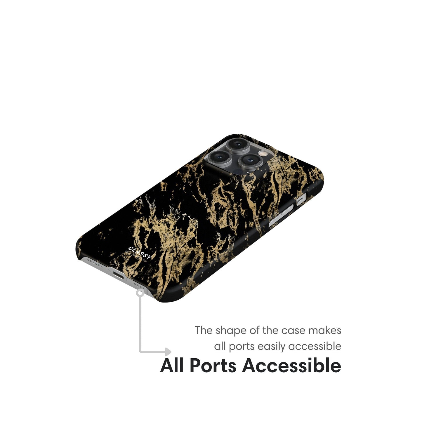 Black Snap Case with Gold Pattern ports