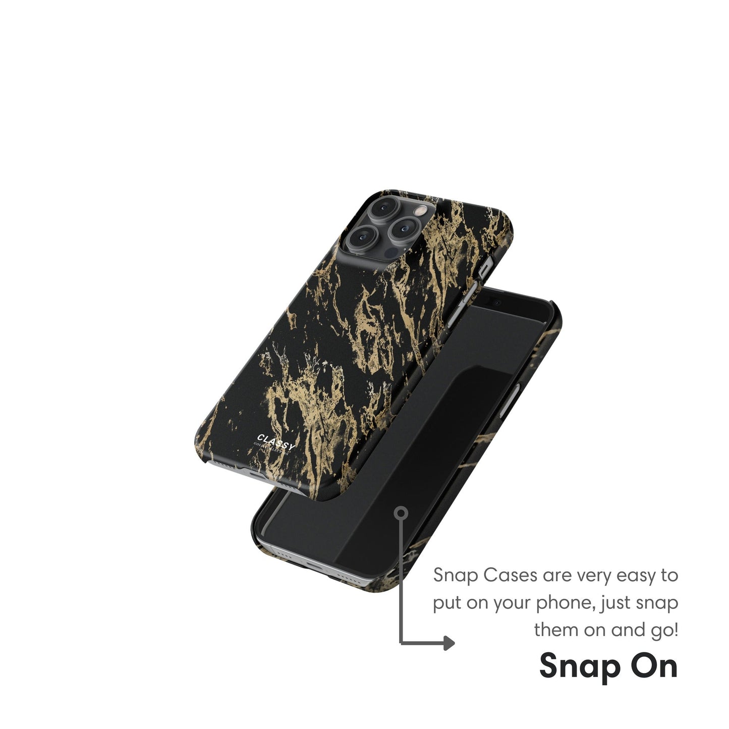 Black Snap Case with Gold Pattern snap on