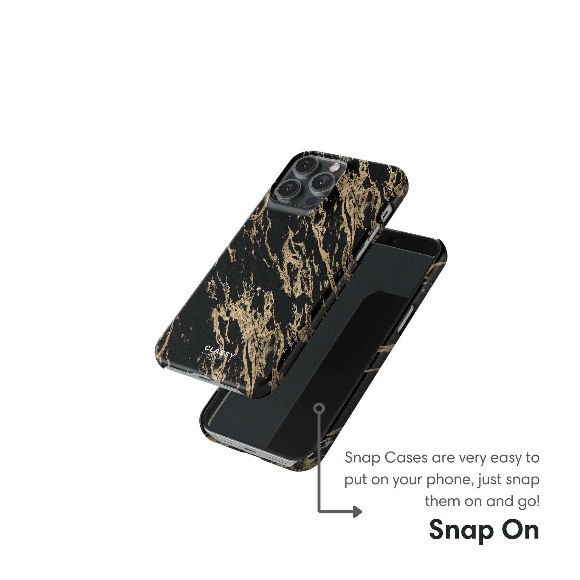 Black Snap Case with Gold Pattern snap on