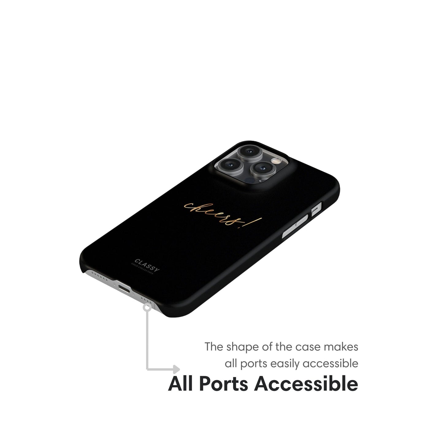 Black and Gold Cheers Snap Case ports