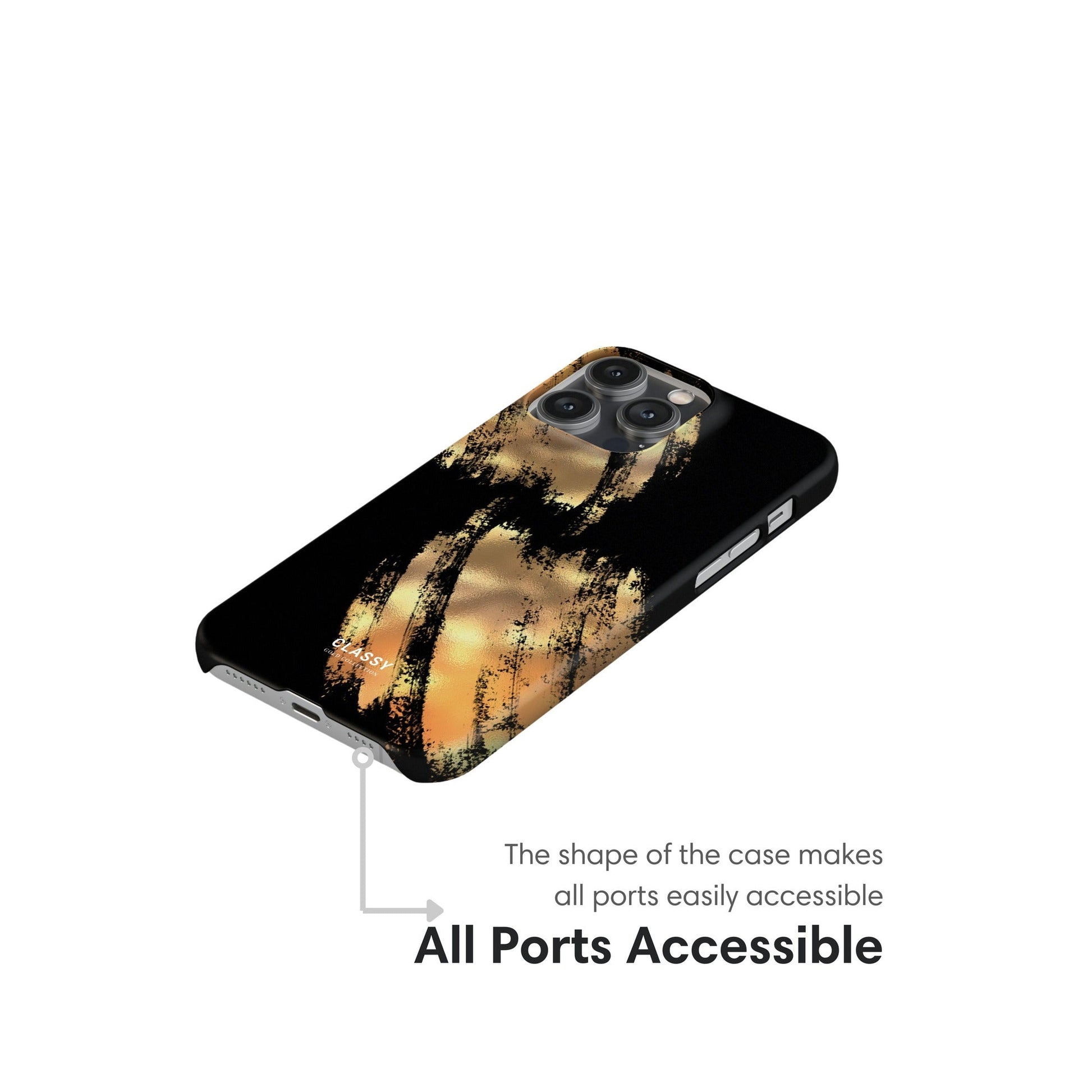 Black and Gold Snap Case ports