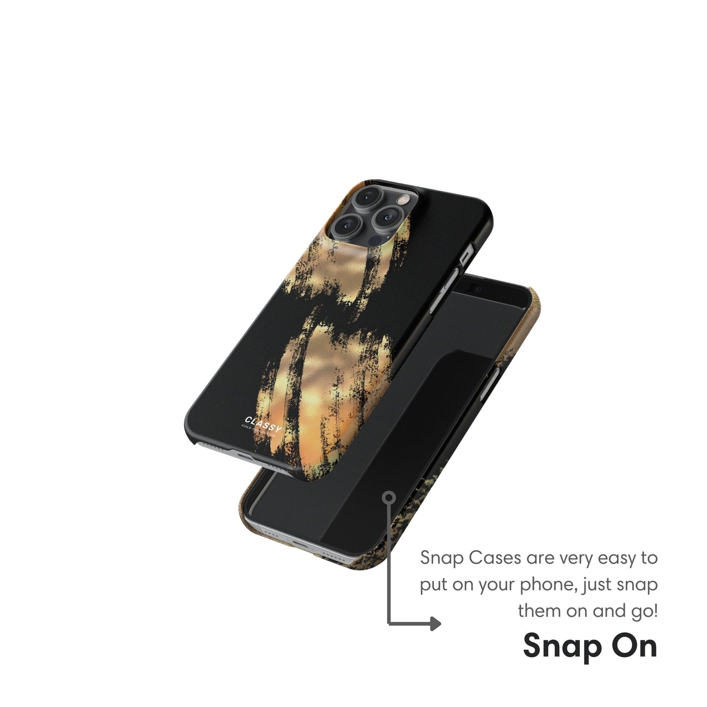 Black and Gold Snap Case snap on