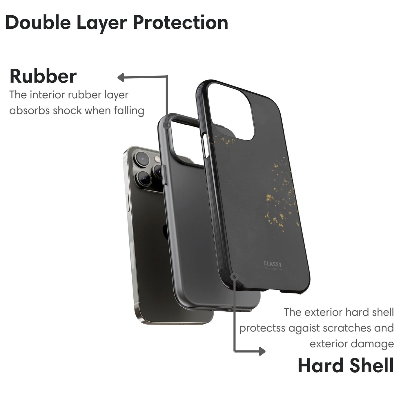 Black and Gold Tough Case with Sprinkles layers