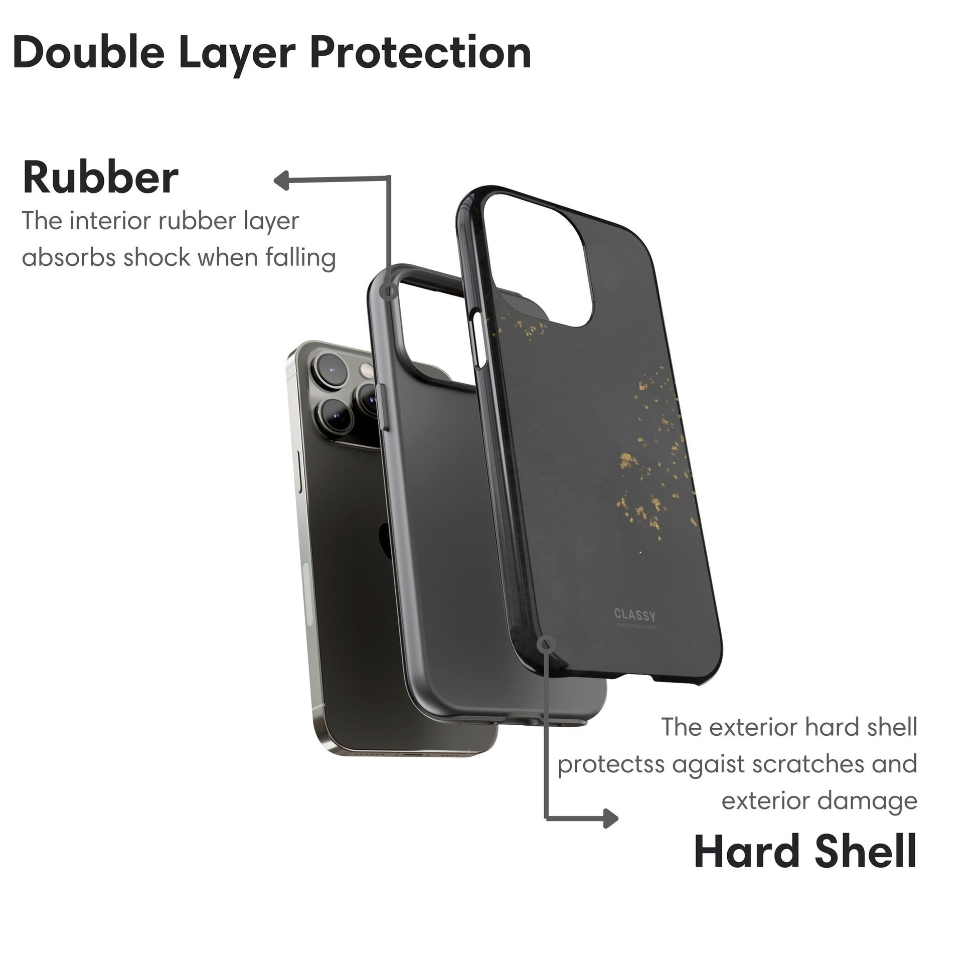 Black and Gold Tough Case with Sprinkles layers