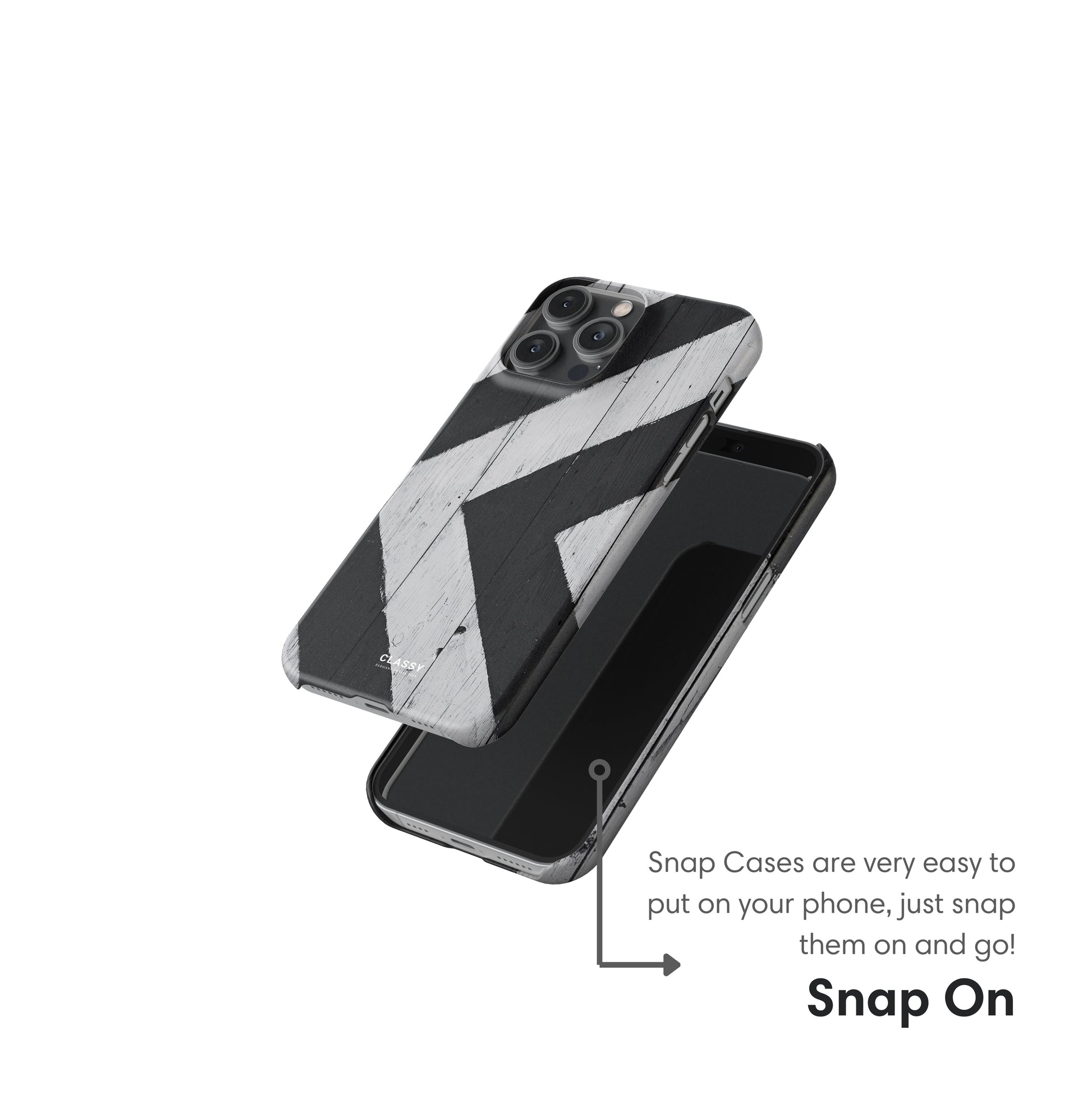 Black and White Chevron Pattern Snap Case snap on