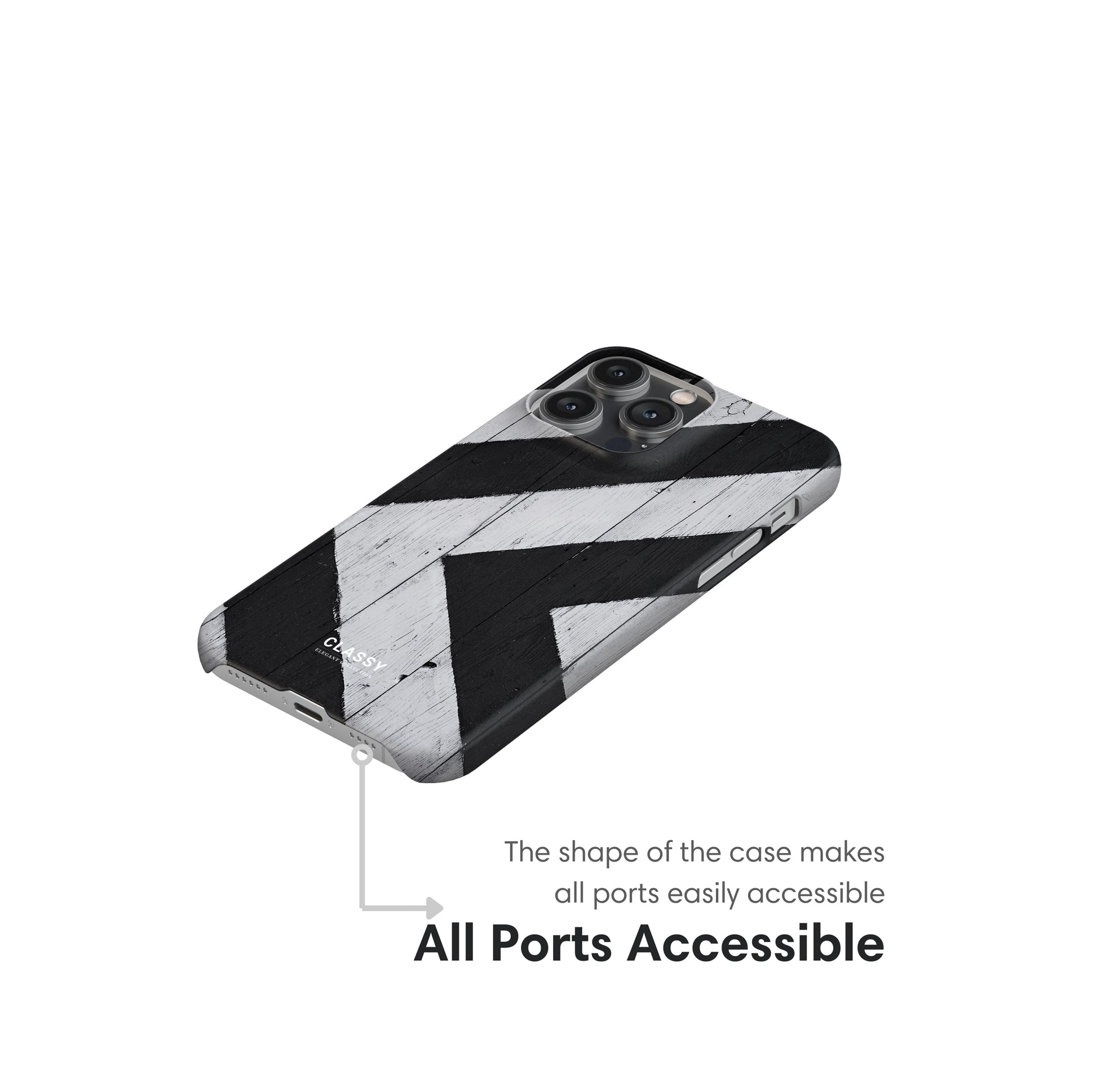 Black and White Chevron Pattern Snap Case ports
