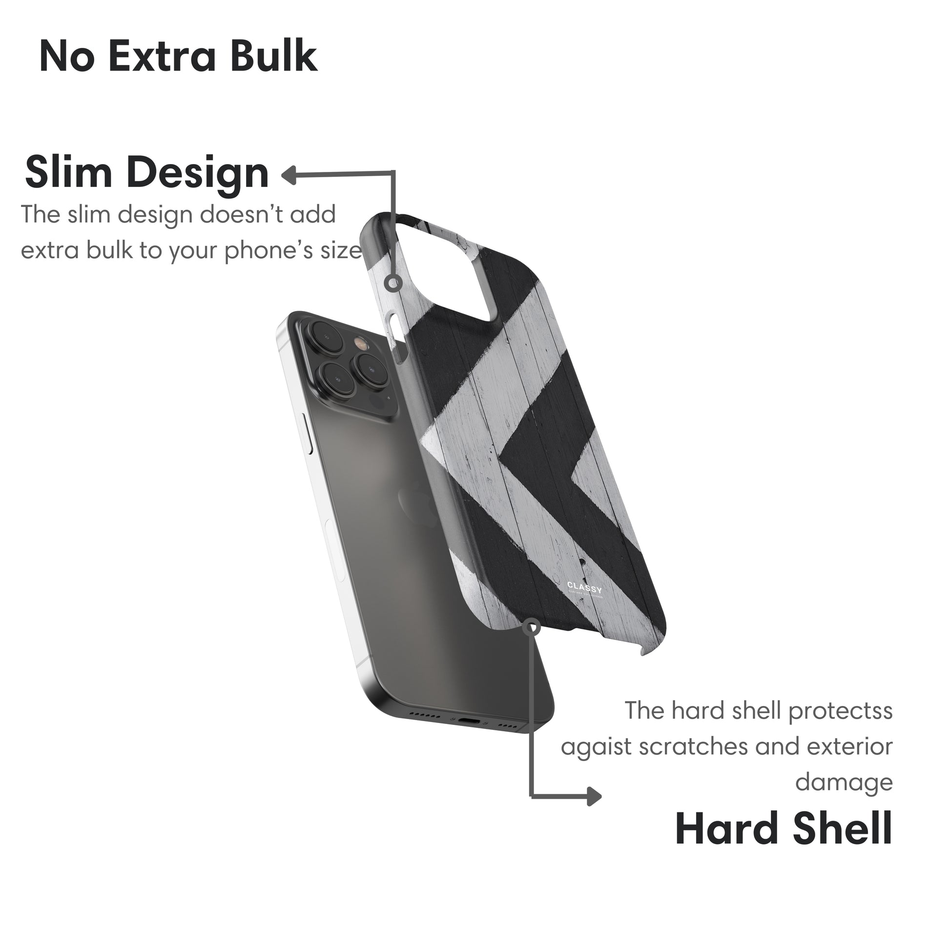 Black and White Chevron Pattern Snap Case layers