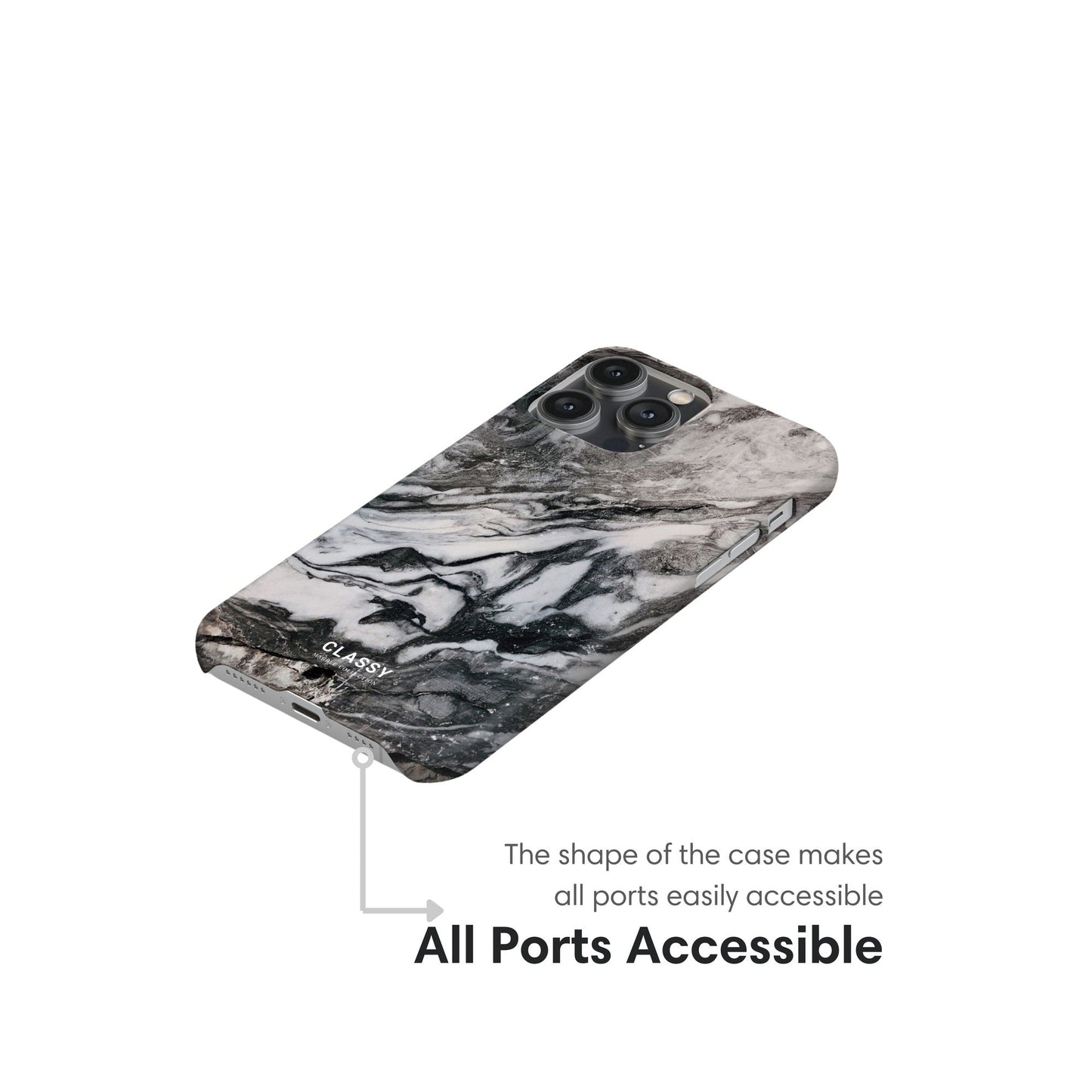 Black and White Marble Snap Case ports
