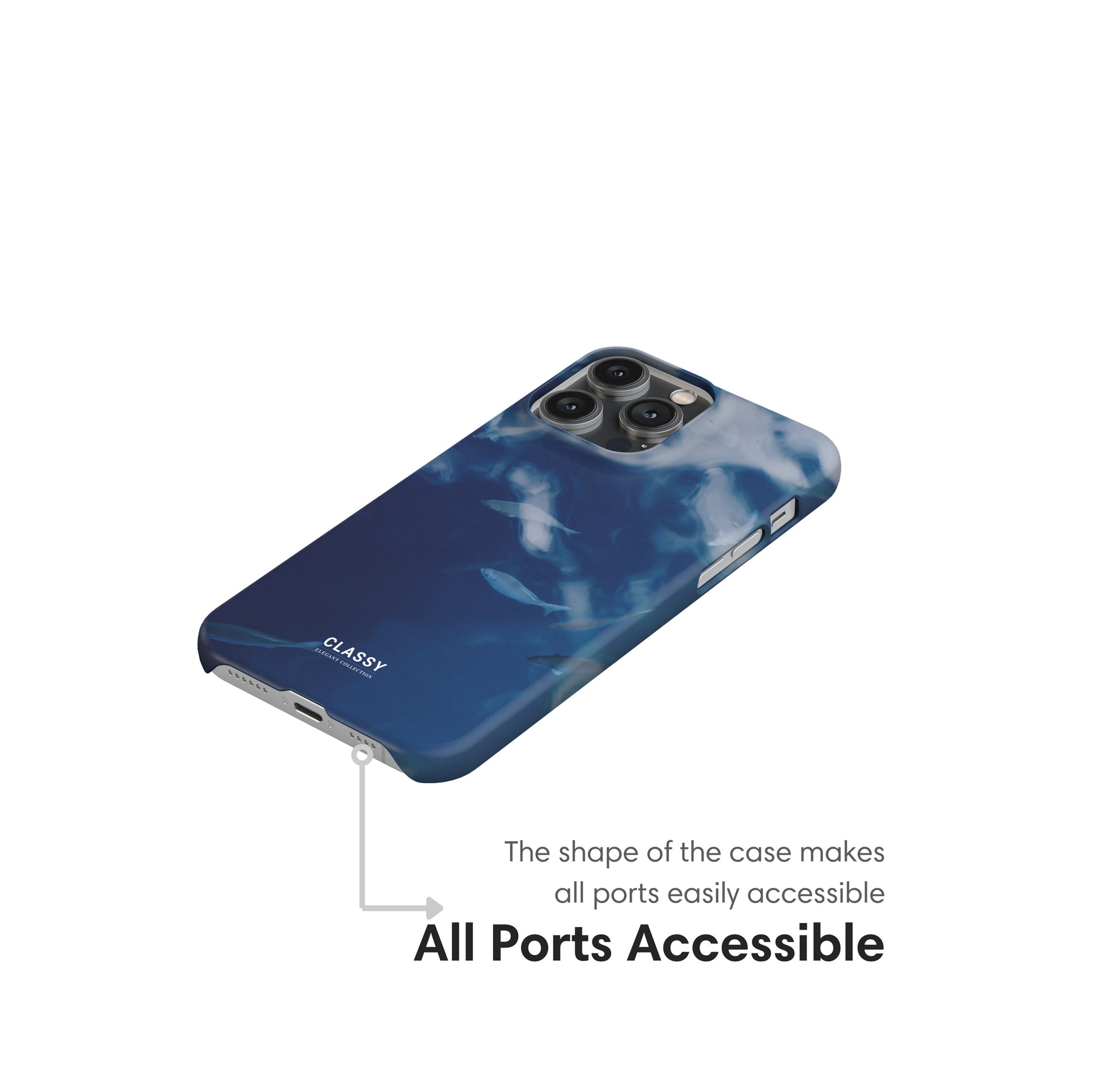 Blue Elegant Ocean Snap Case ports