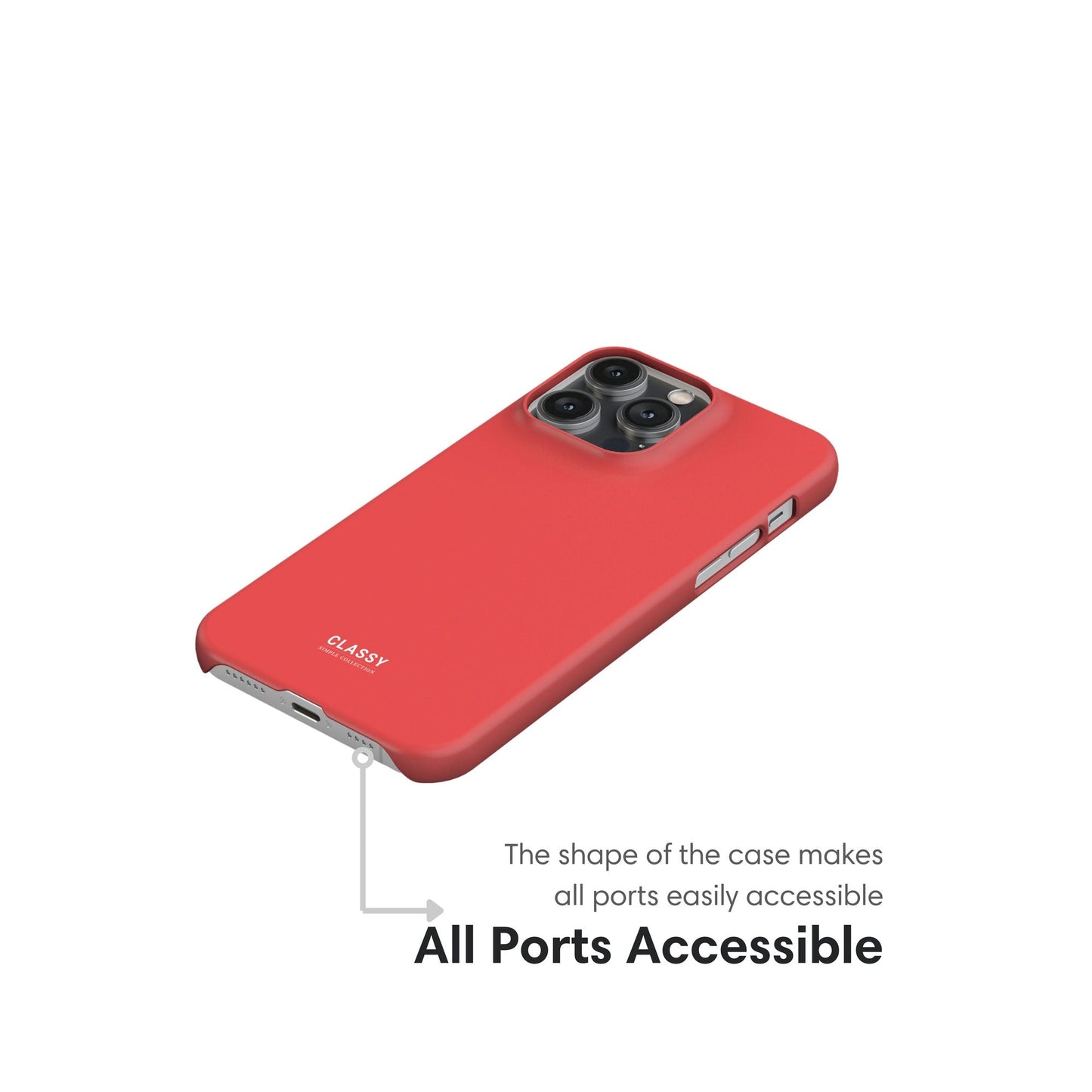 Coral Red Snap Case ports