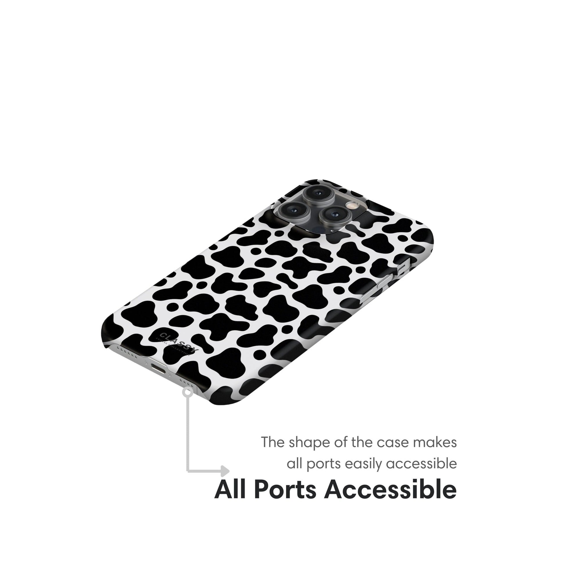 Cow Print Snap Case ports