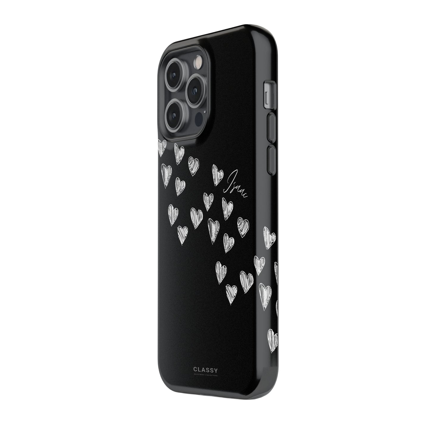 Custom Little Hearts Couple Tough Case - Black side