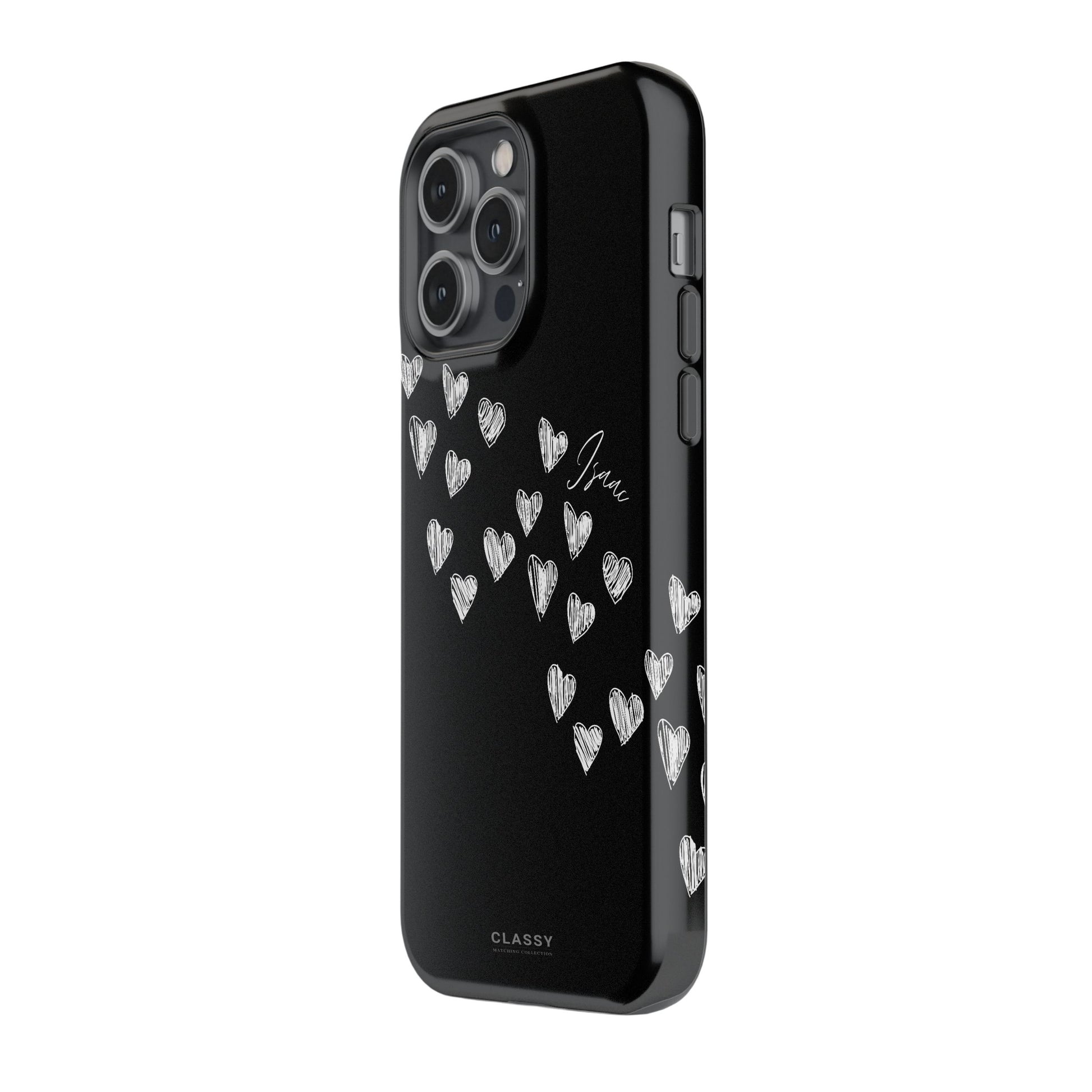 Custom Little Hearts Couple Tough Case - Black side
