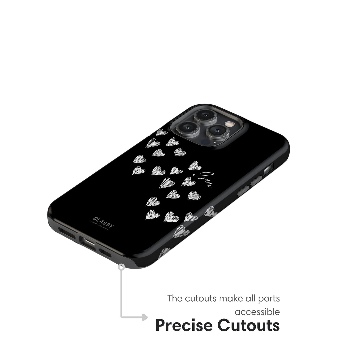 Custom Little Hearts Couple Tough Case - Black cutouts