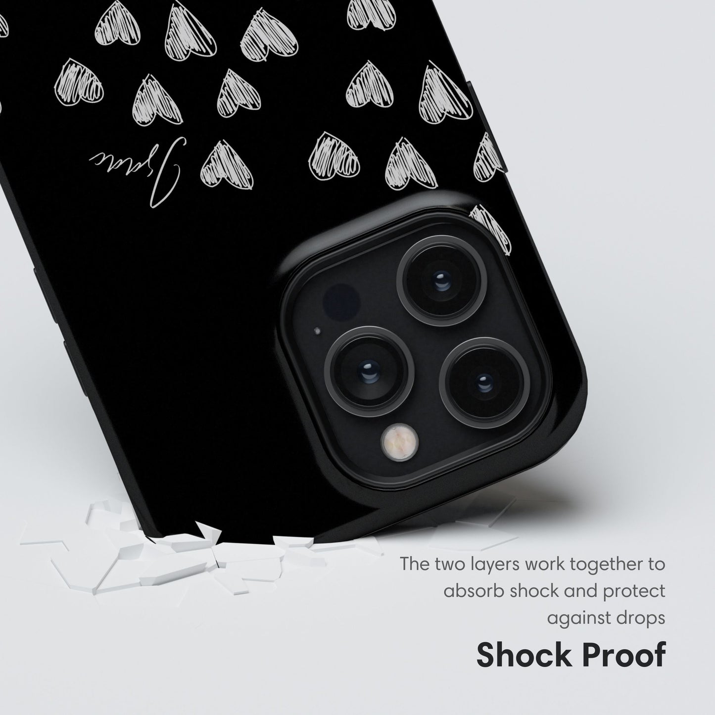 Custom Little Hearts Couple Tough Case - Black shockproof