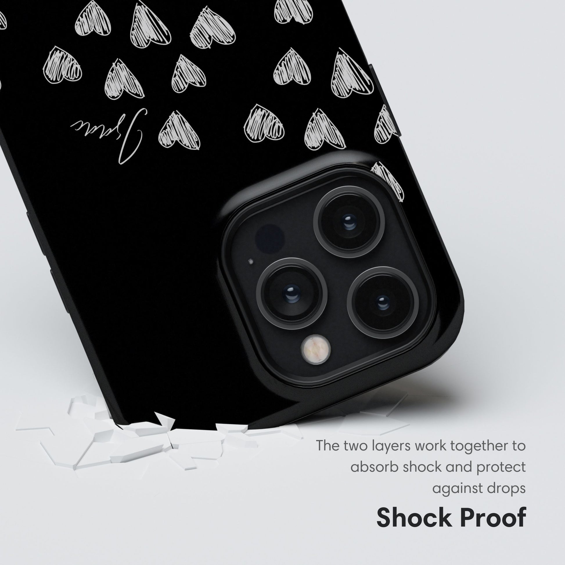 Custom Little Hearts Couple Tough Case - Black shockproof