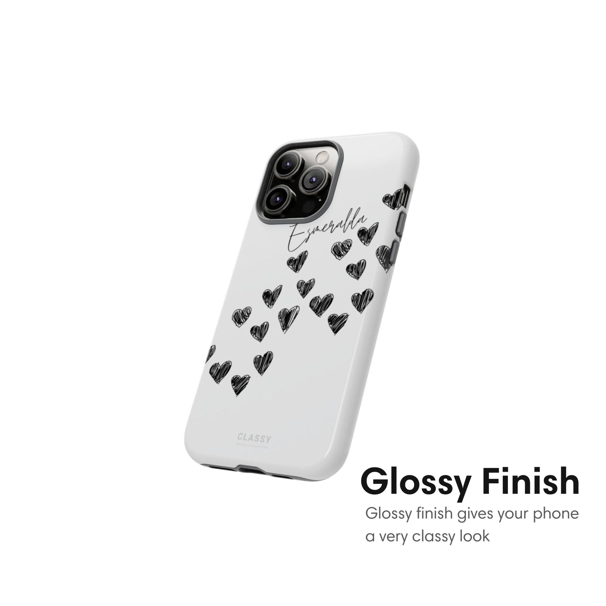 Custom Little Hearts Couple Tough Case - White glossy