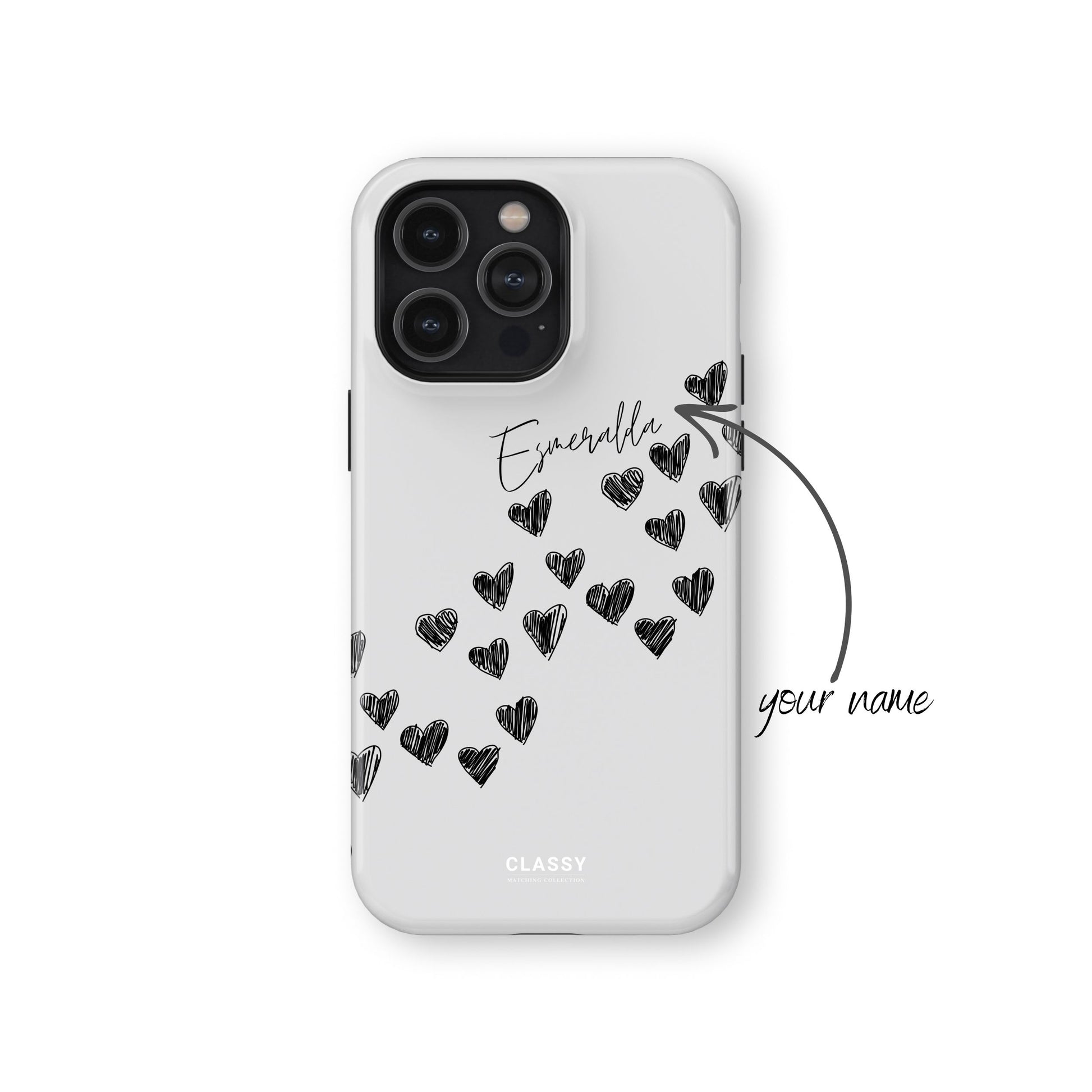Custom Little Hearts Couple Tough Case - White name