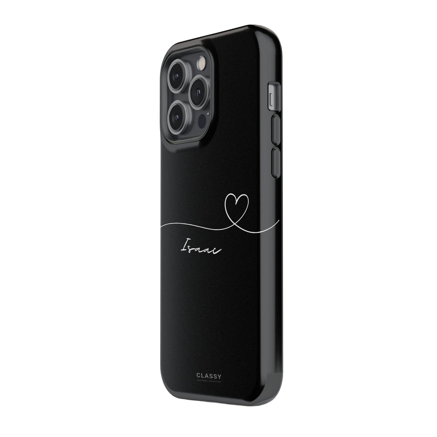 Custom Heart Drawing Couple Tough Case - Black side