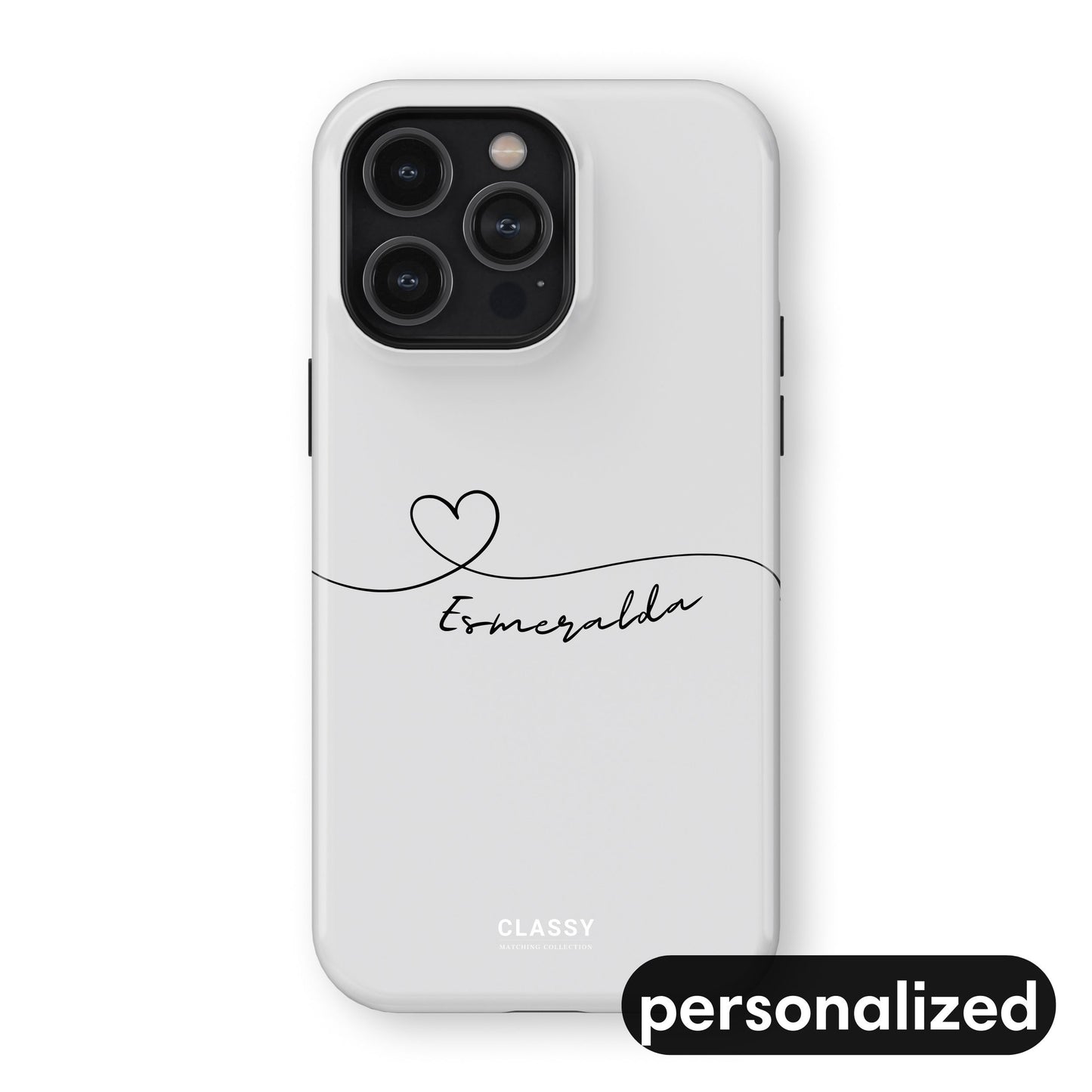 Custom Heart Drawing Couple Tough Case - White front