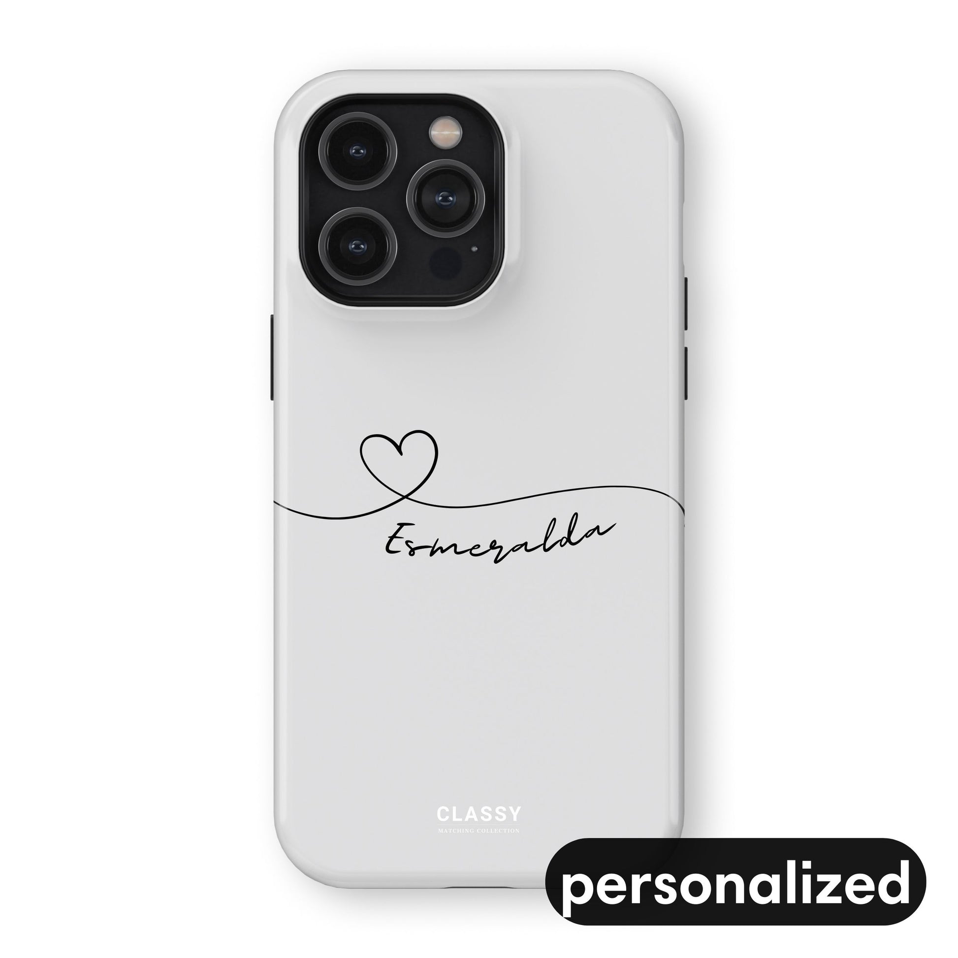 Custom Heart Drawing Couple Tough Case - White front