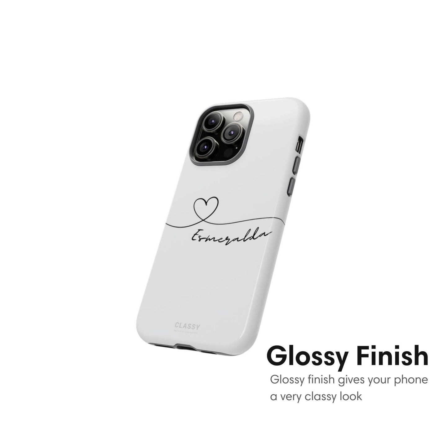 Custom Heart Drawing Couple Tough Case - White glossy