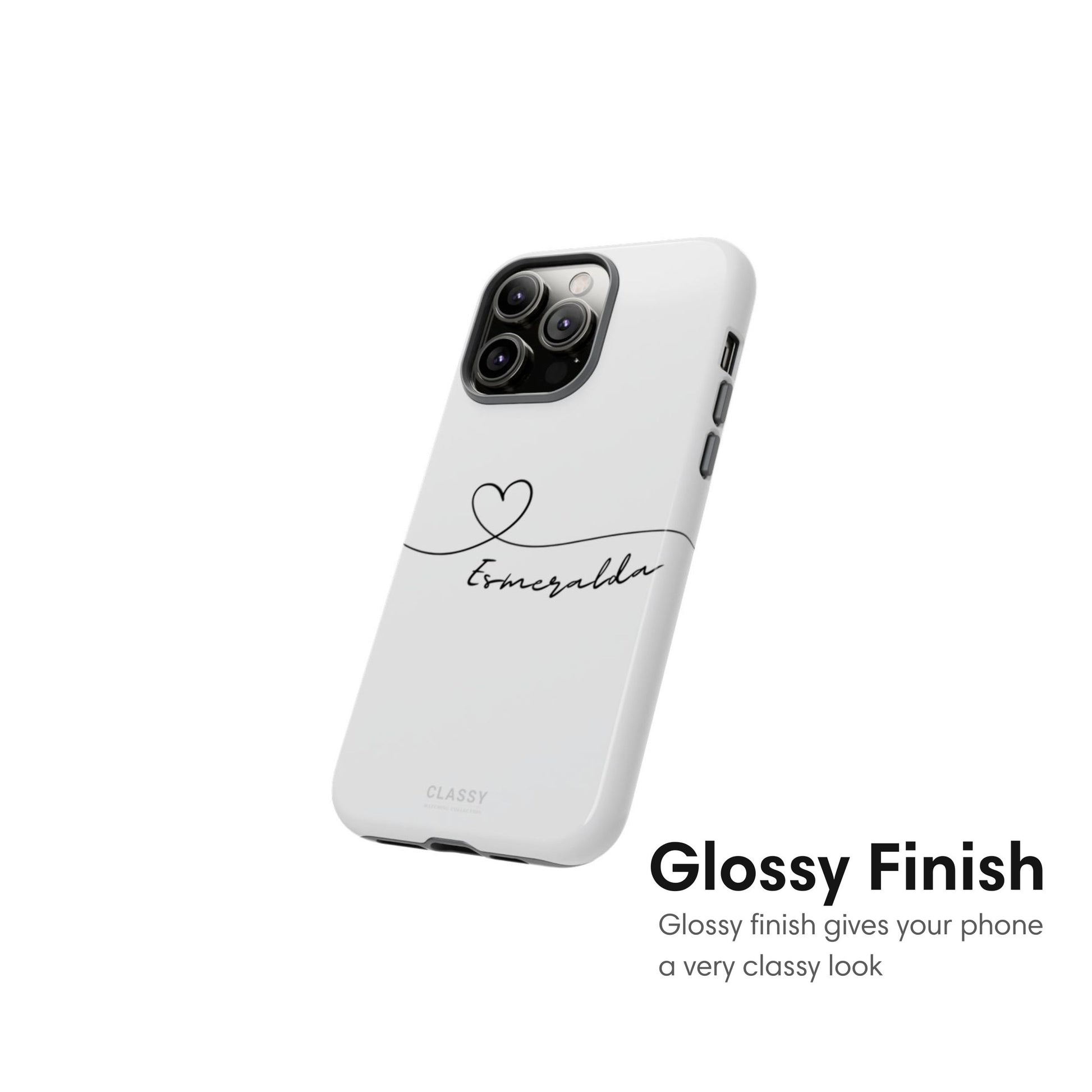 Custom Heart Drawing Couple Tough Case - White glossy