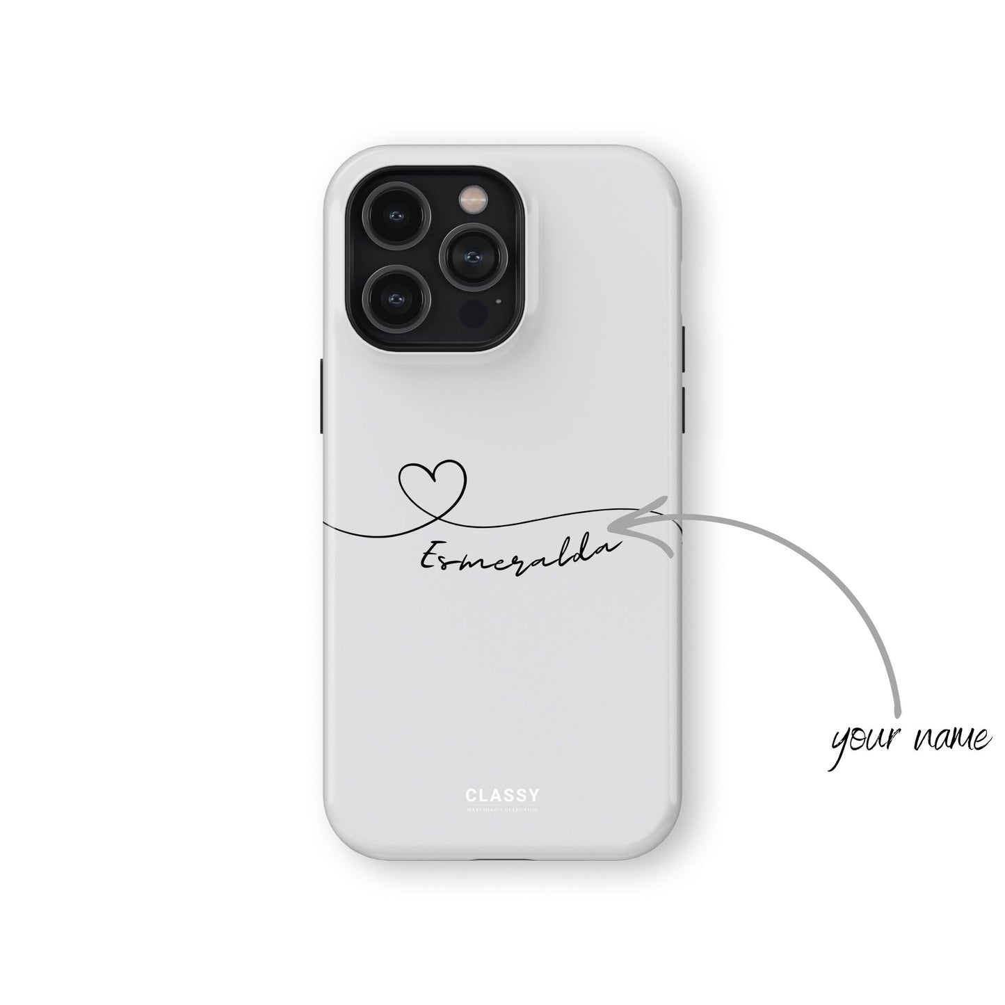 Custom Heart Drawing Couple Tough Case - White name