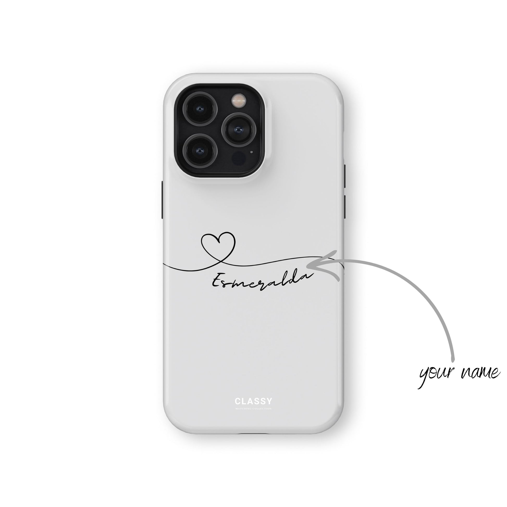 Custom Heart Drawing Couple Tough Case - White name