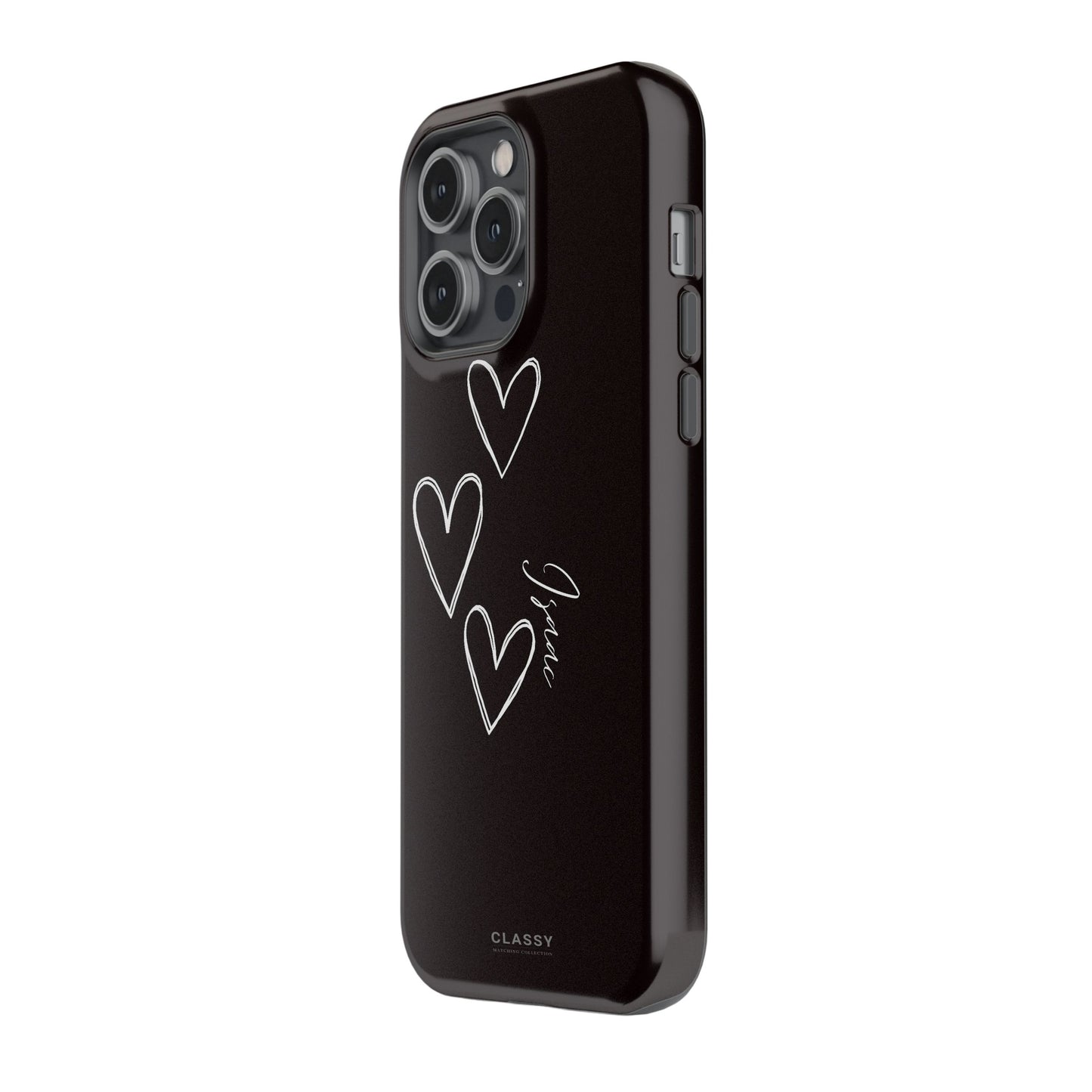 Custom Black Couple Hearts Tough Case side