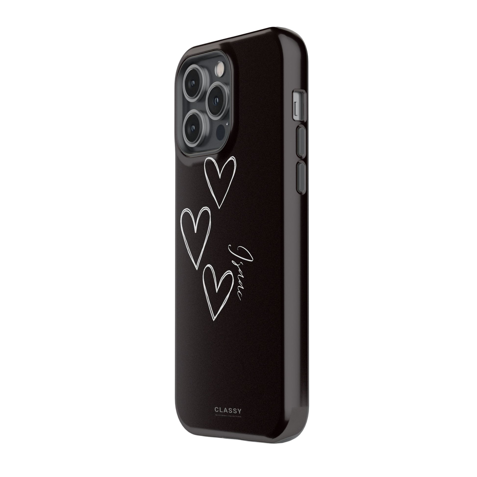 Custom Black Couple Hearts Tough Case side