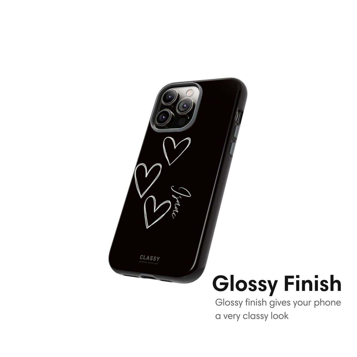 Custom Black Couple Hearts Tough Case glossy