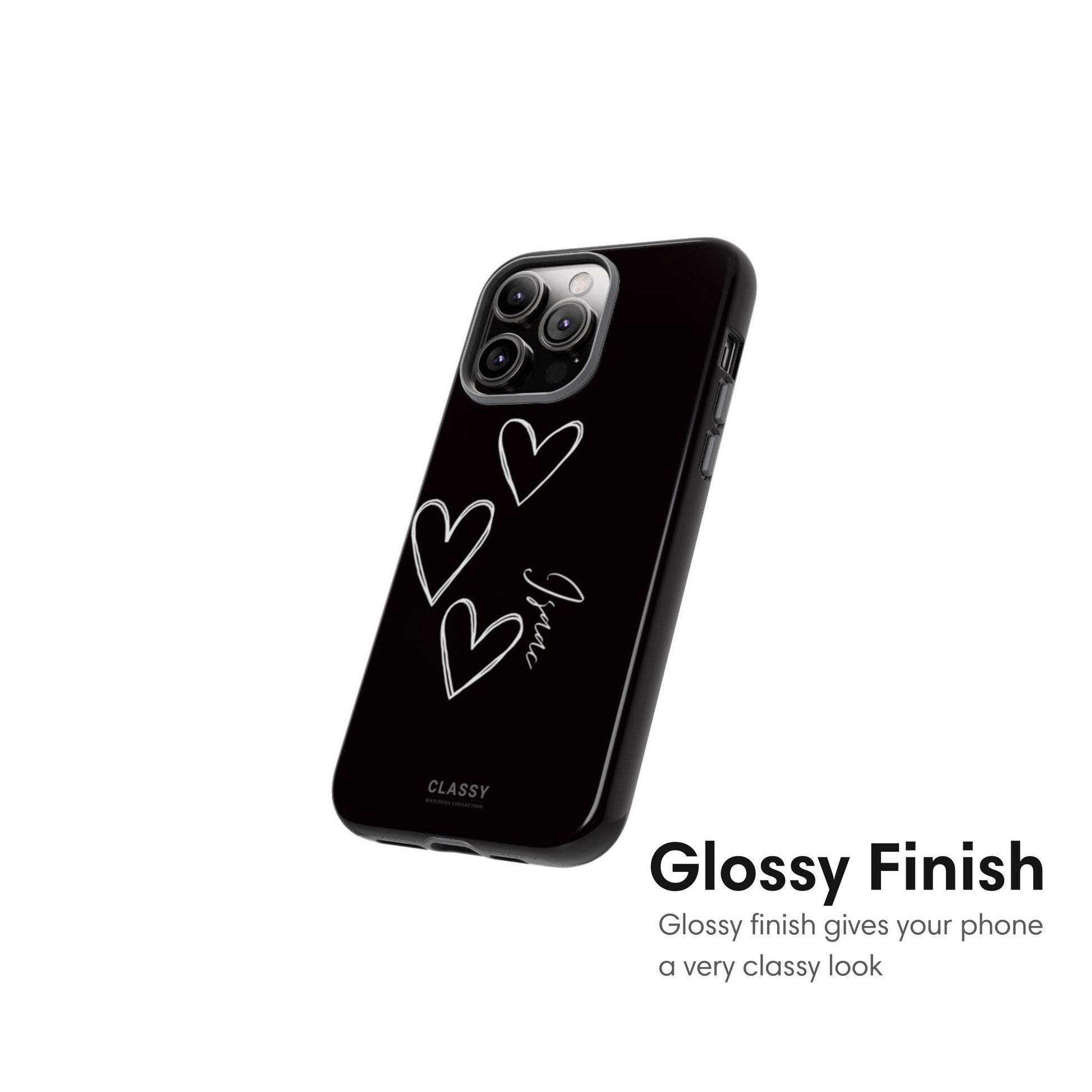Custom Black Couple Hearts Tough Case glossy