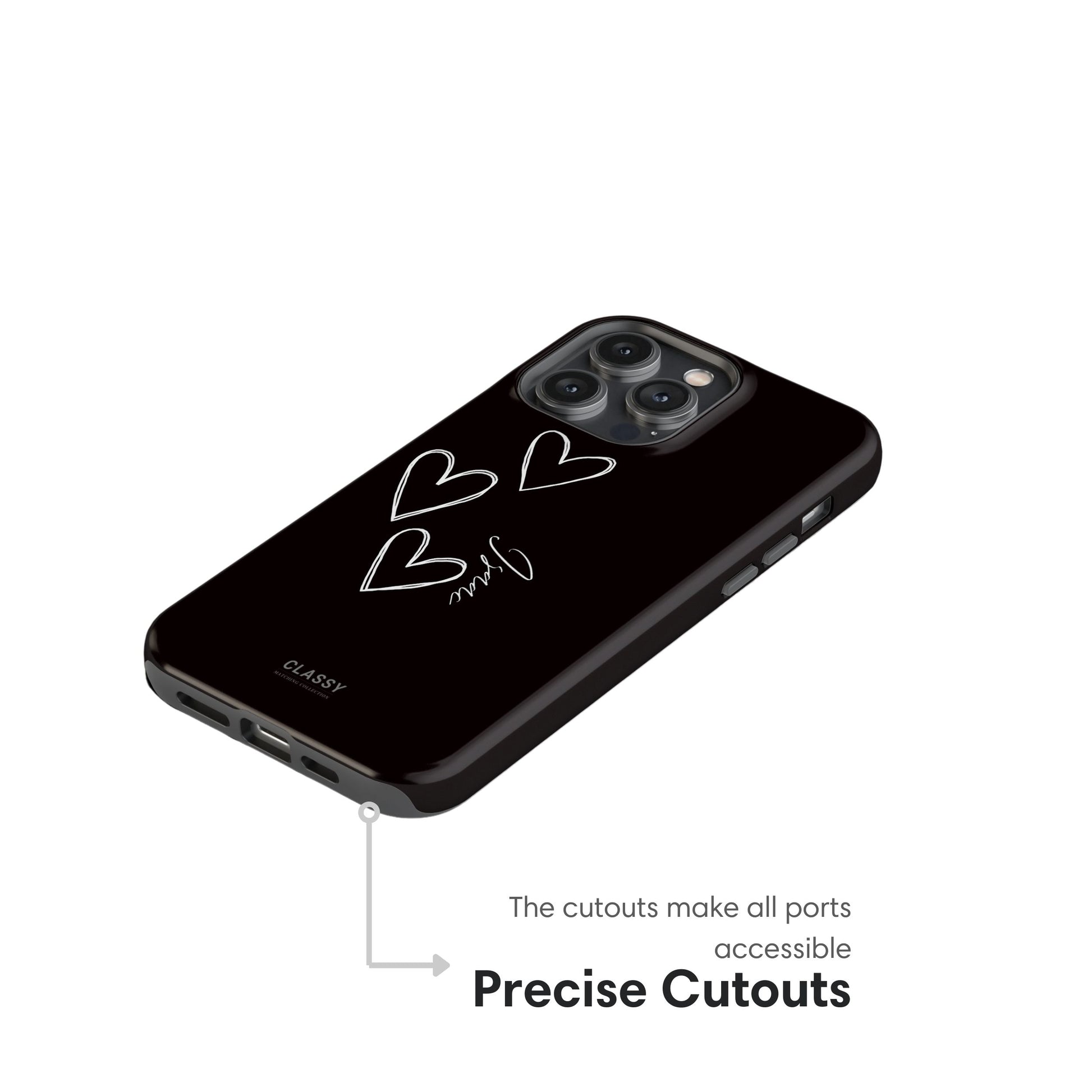 Custom Black Couple Hearts Tough Case cutouts
