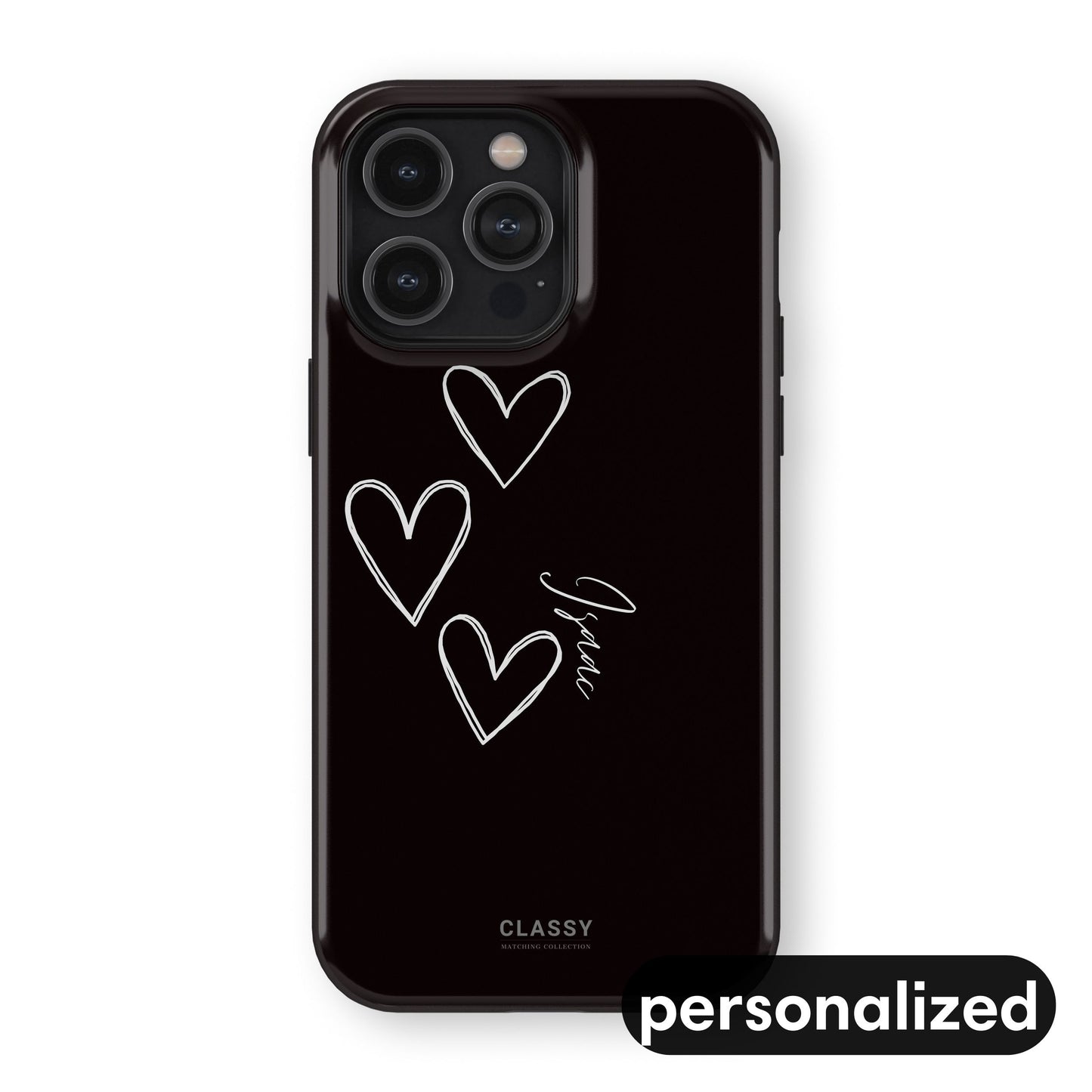 Custom Black Couple Hearts Tough Case front