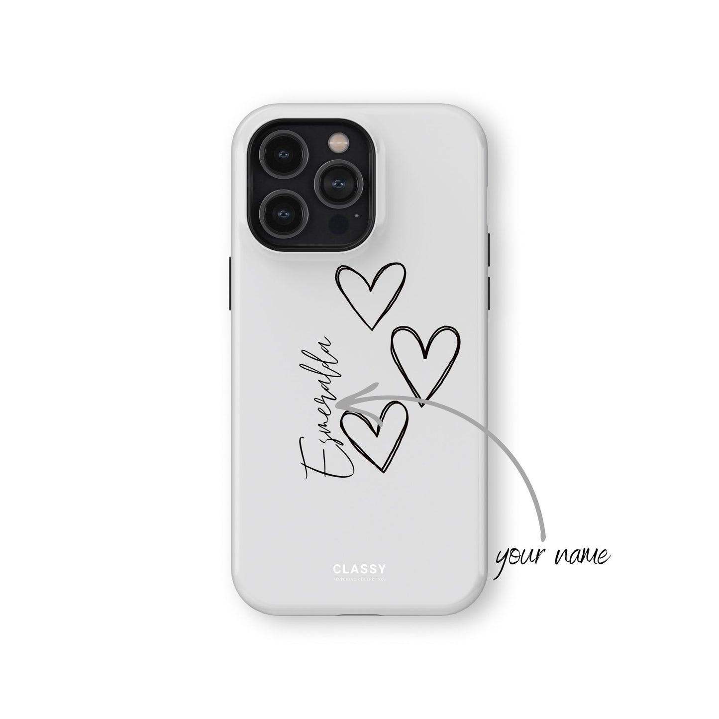 Custom White Couple Hearts Tough Case name