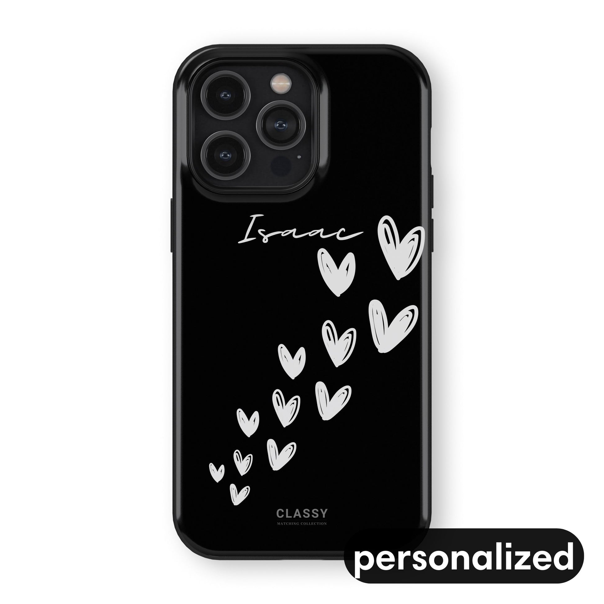 Custom Hearts Couple Tough Case - Black front