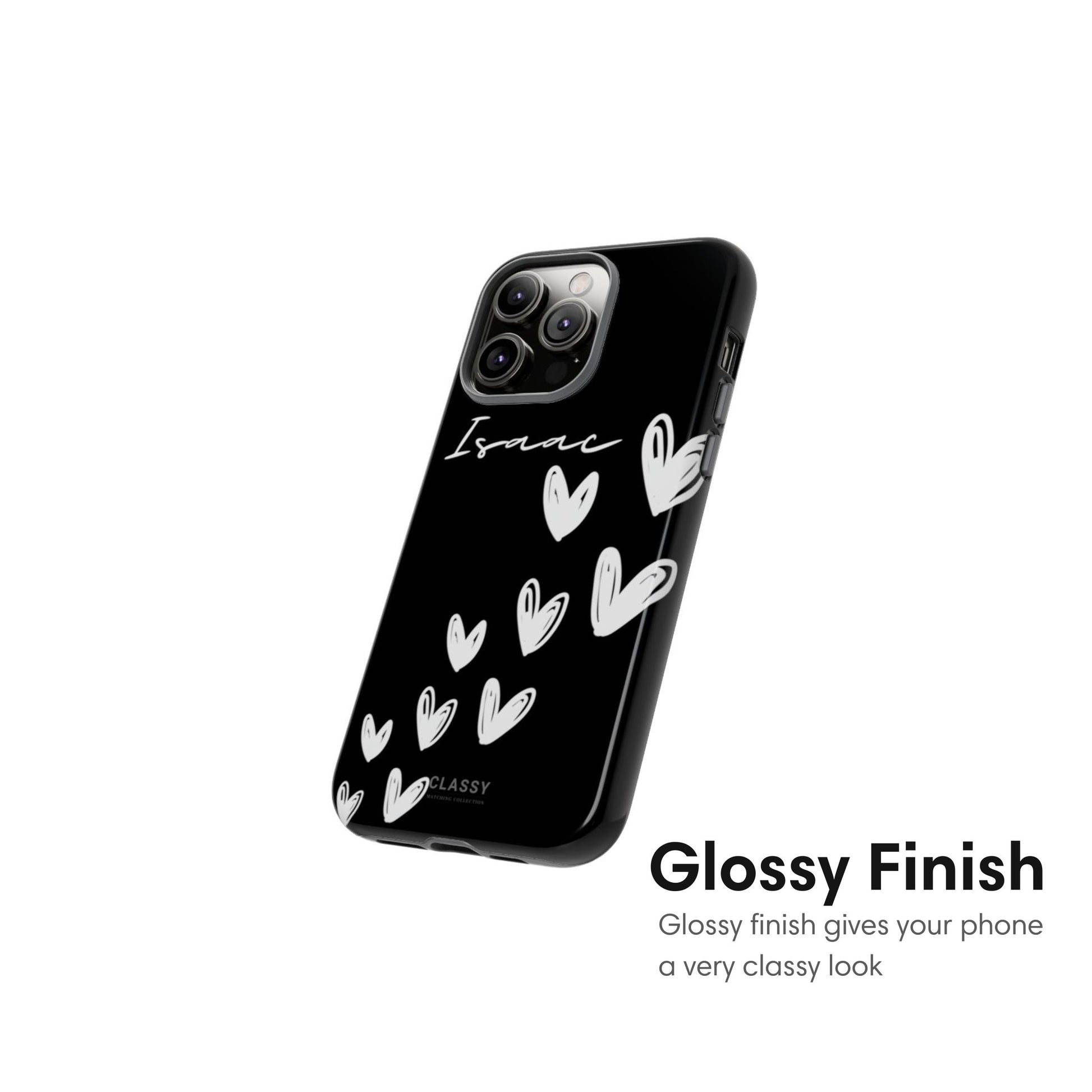 Custom Hearts Couple Tough Case - Black glossy